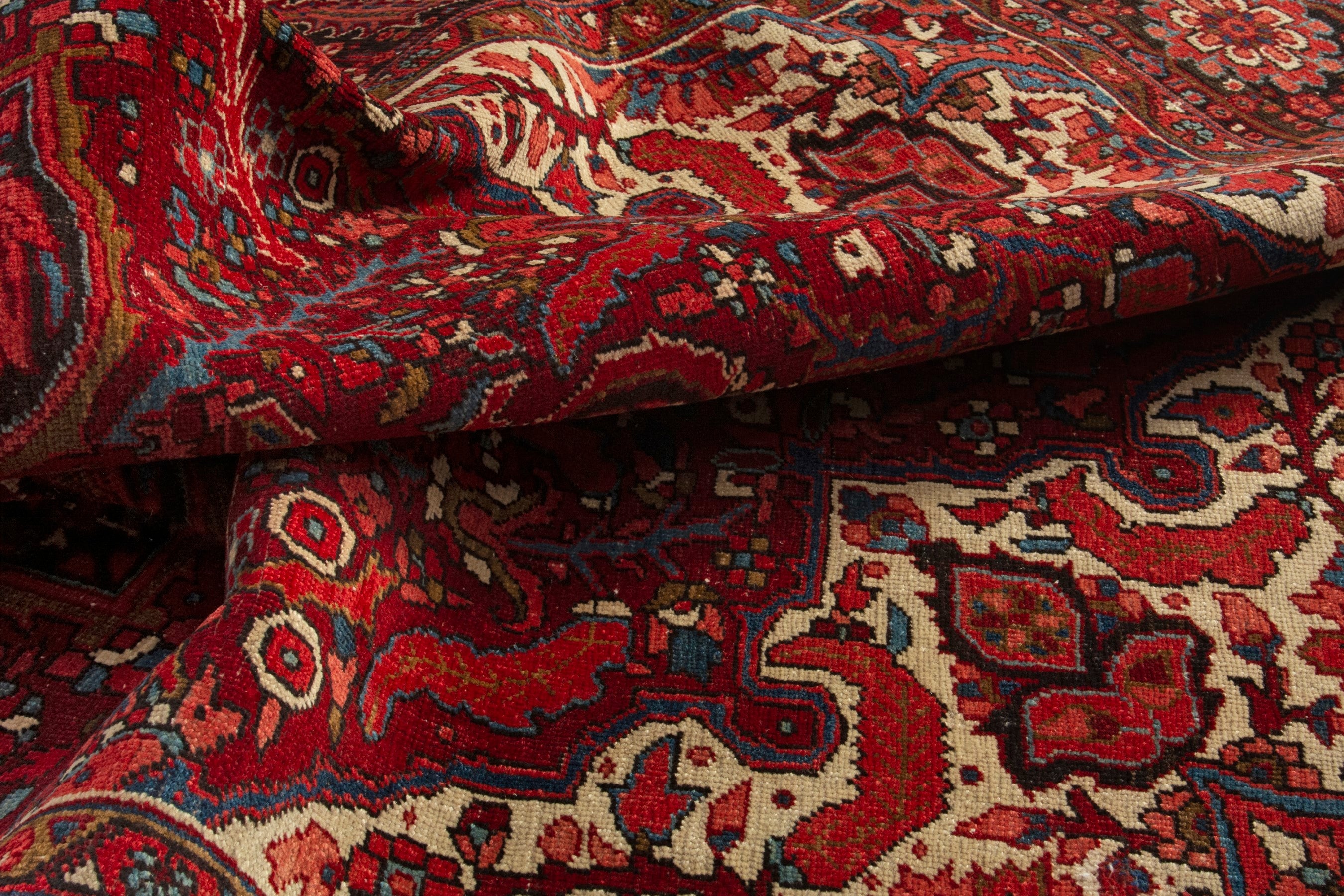 Persian Heriz oversized rug in deep red and burgundy, view 15 of 18