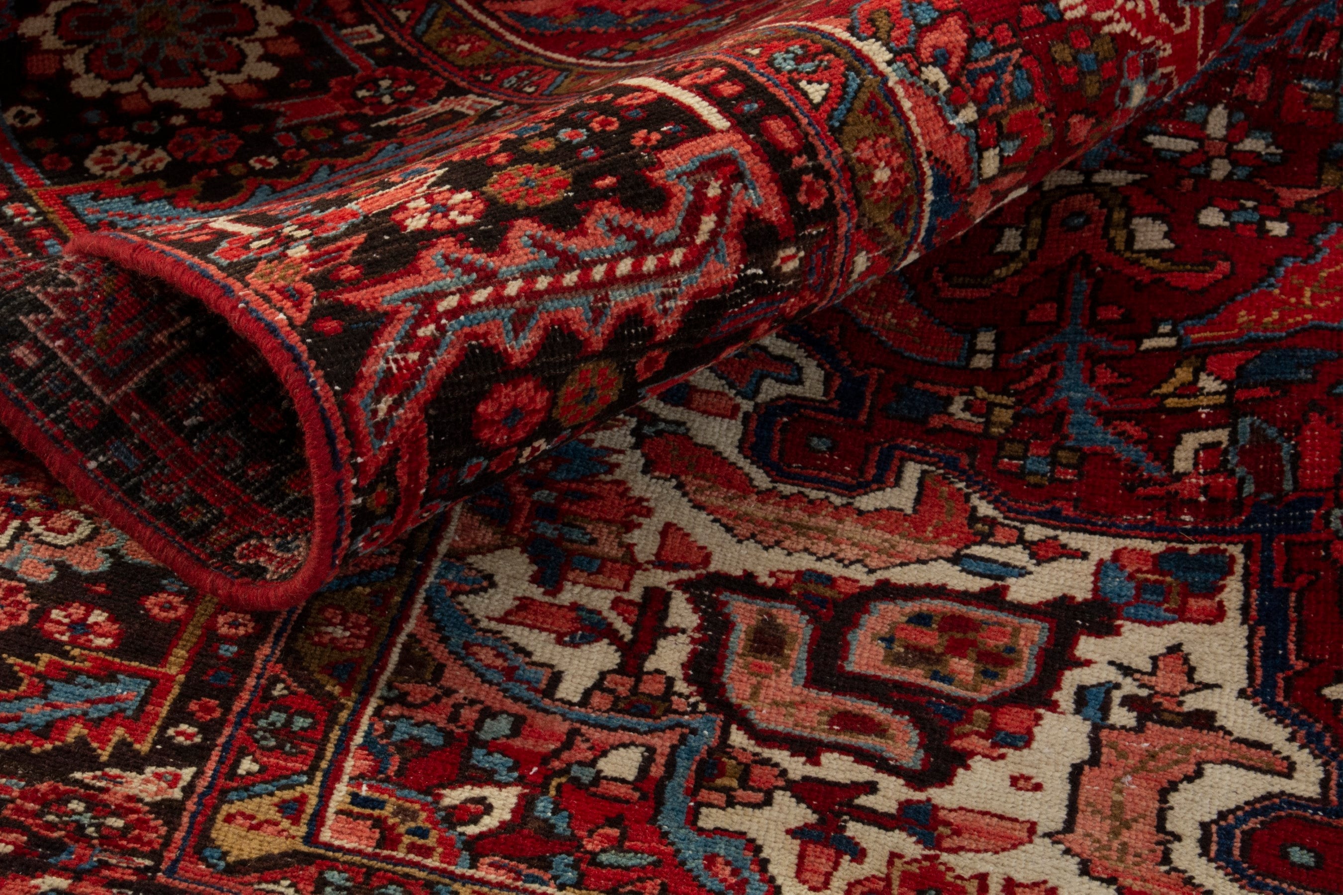 Persian Heriz oversized rug in deep red and burgundy, view 17 of 18