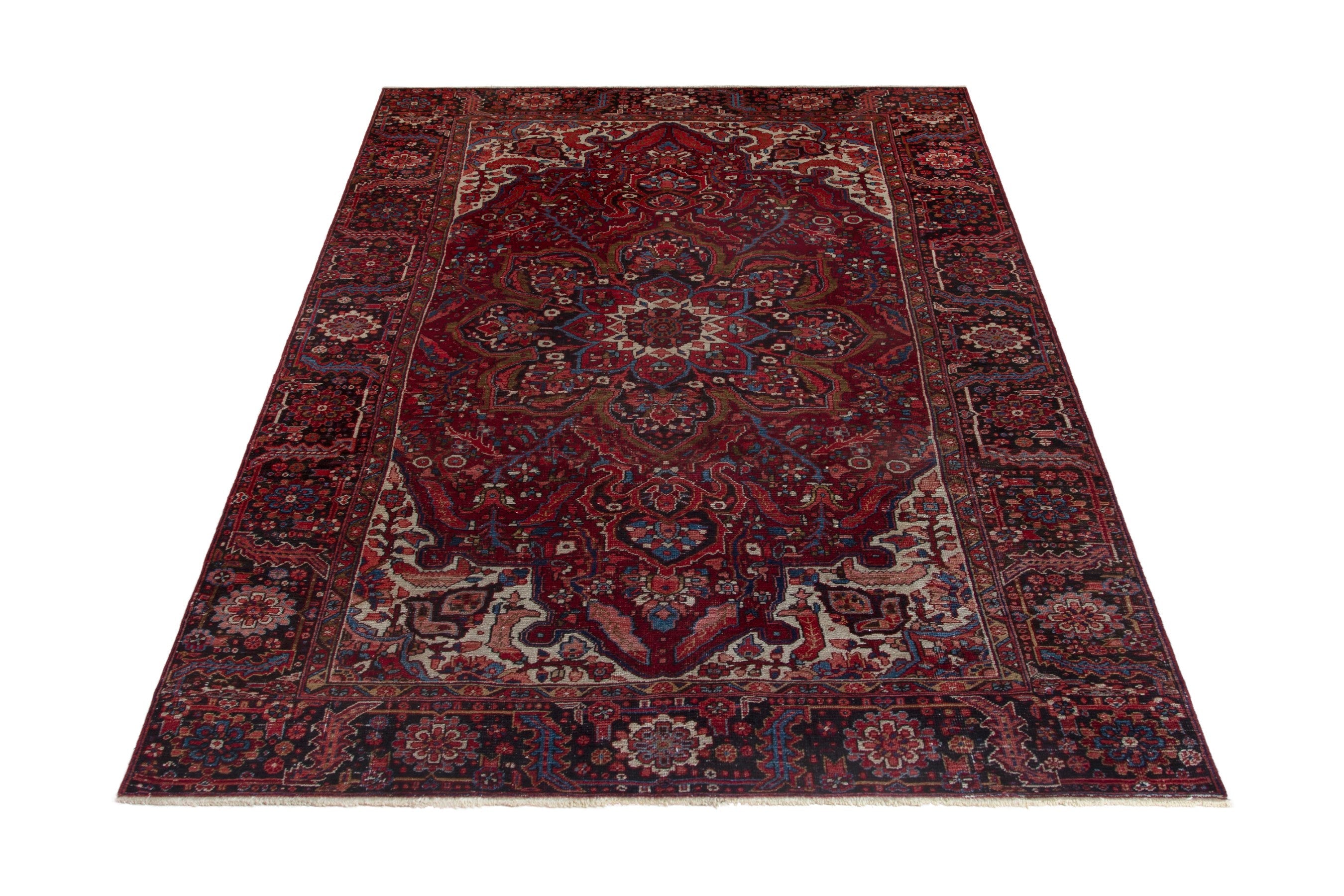 Persian Heriz oversized rug in deep red and burgundy, view 3 of 18