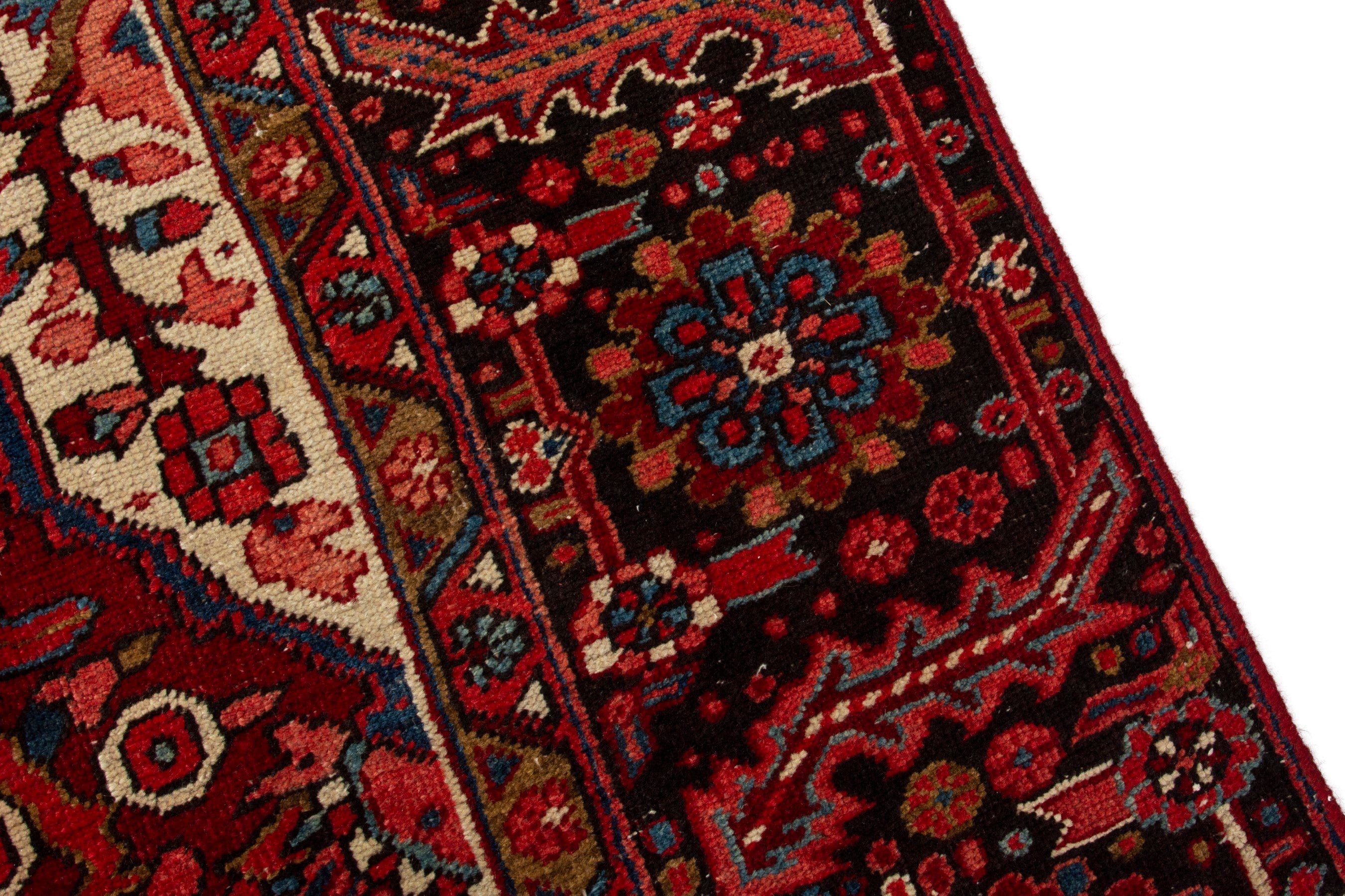 Persian Heriz oversized rug in deep red and burgundy, view 7 of 18