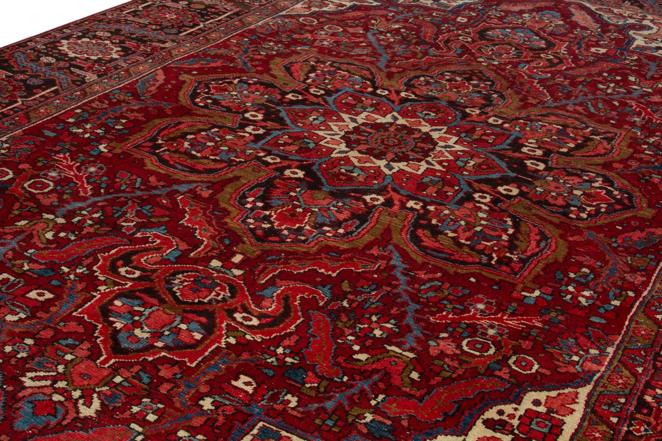 Persian Heriz oversized rug in deep red and burgundy, view 9 of 18