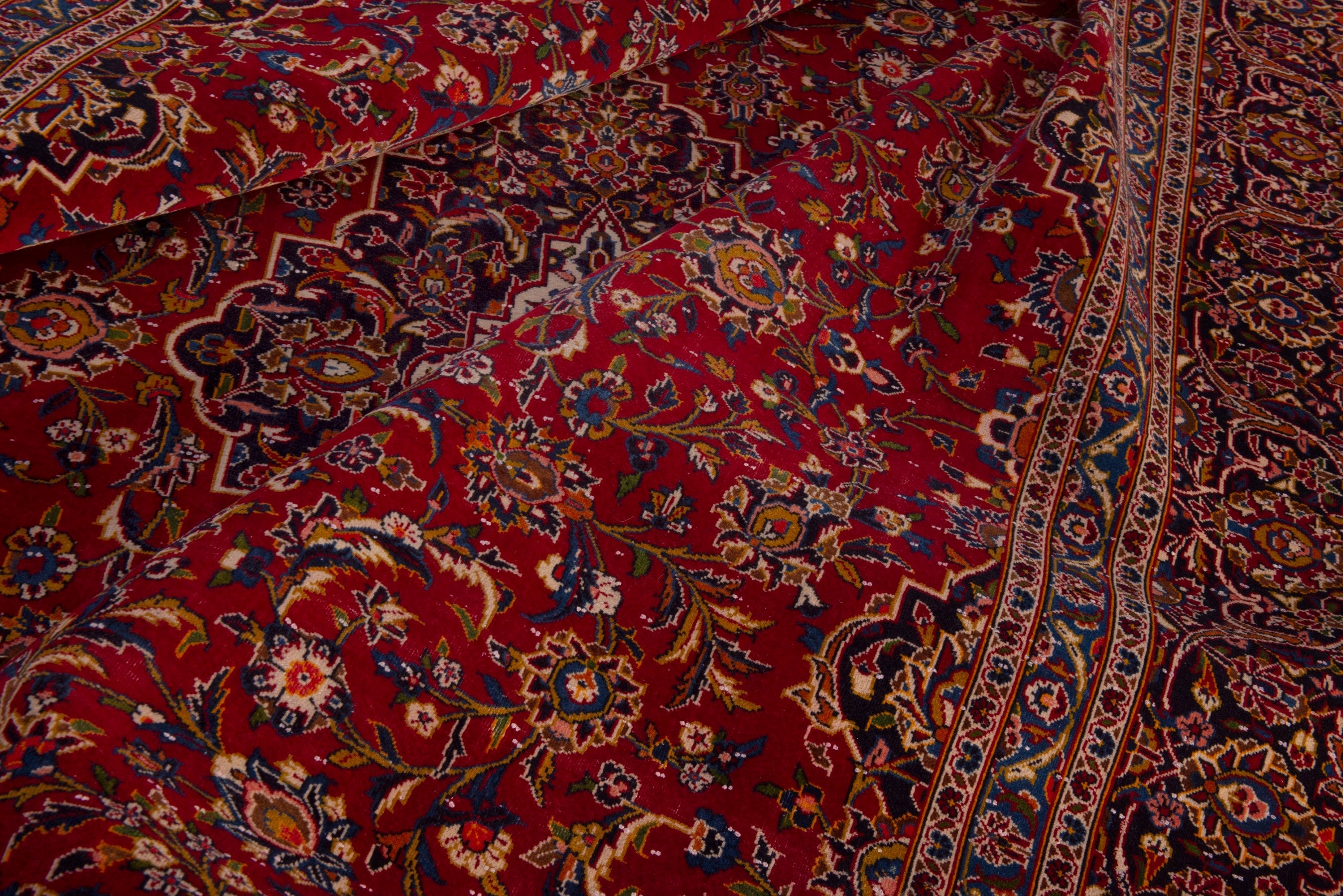 Persian Kashan oversized rug in deep red and burgundy, view 16 of 19