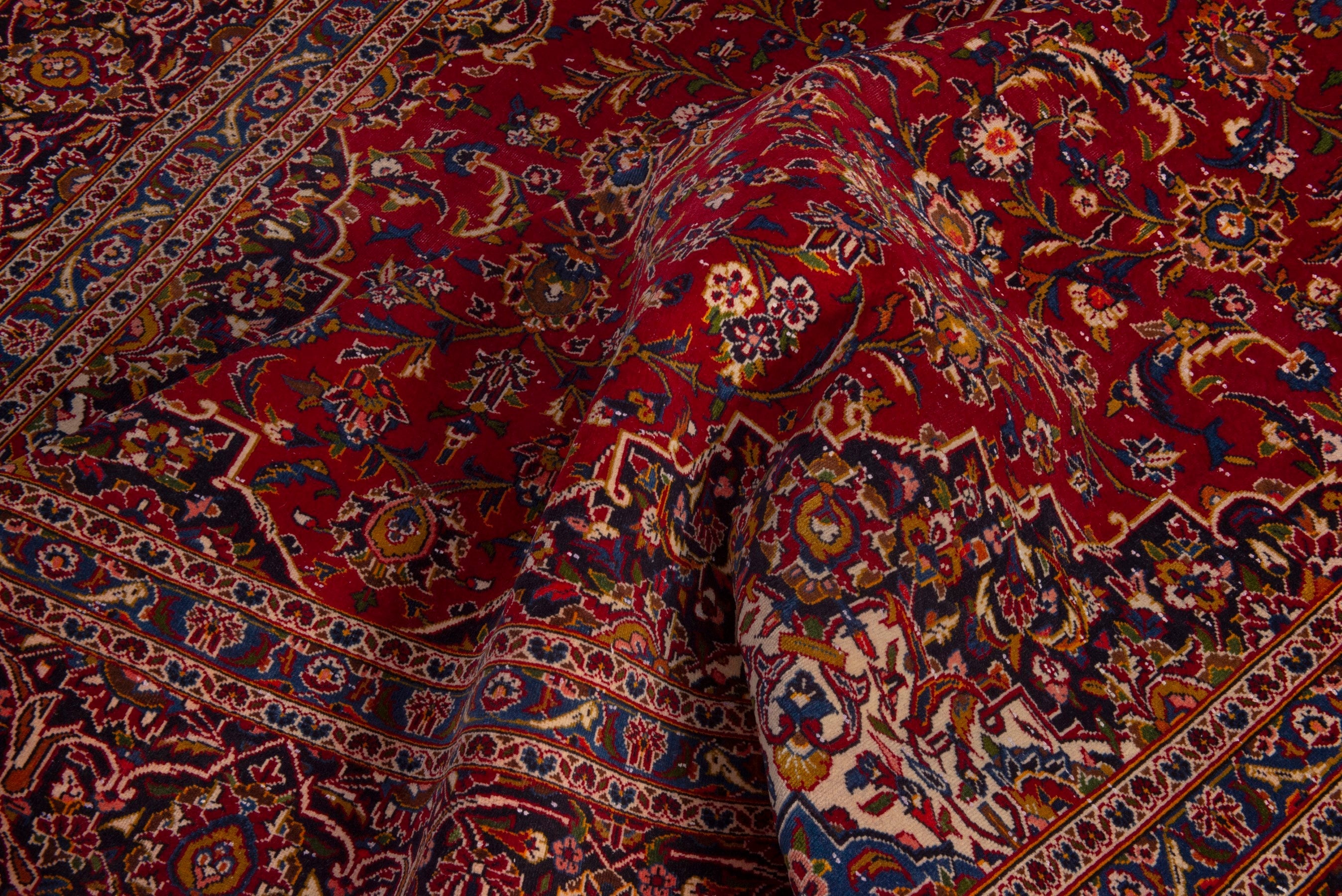 Persian Kashan oversized rug in deep red and burgundy, view 17 of 19