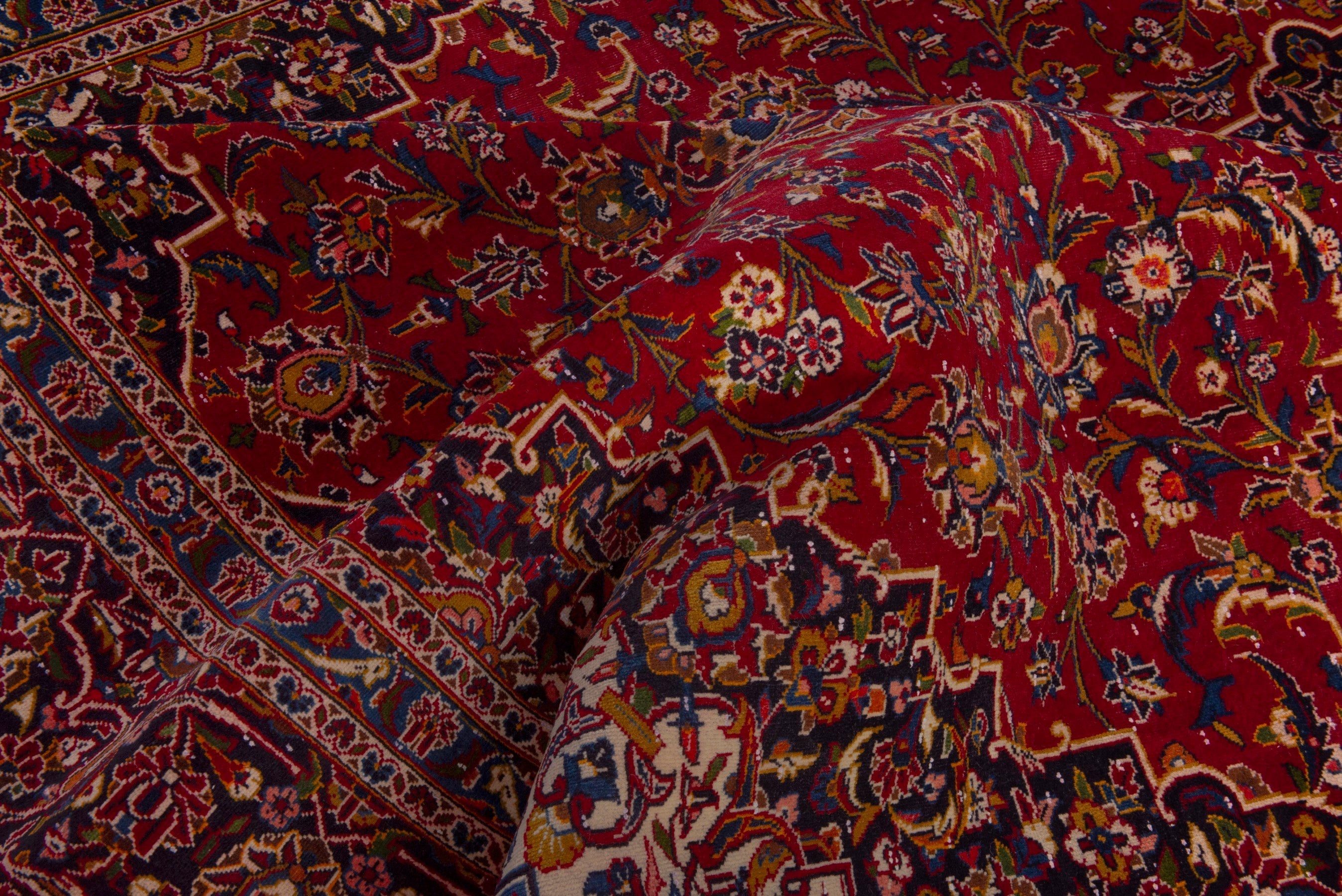 Persian Kashan oversized rug in deep red and burgundy, view 18 of 19
