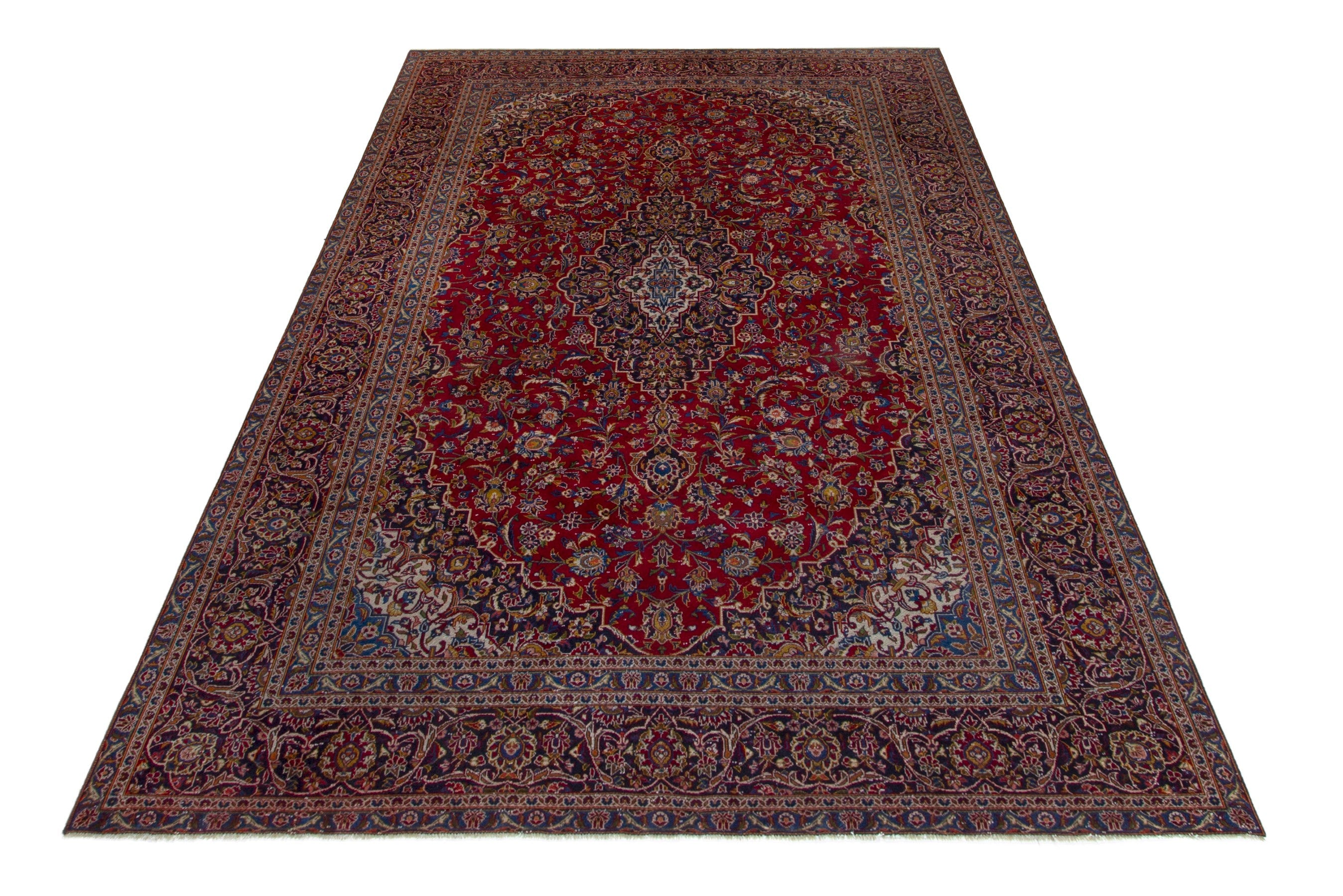 Persian Kashan oversized rug in deep red and burgundy, view 2 of 19