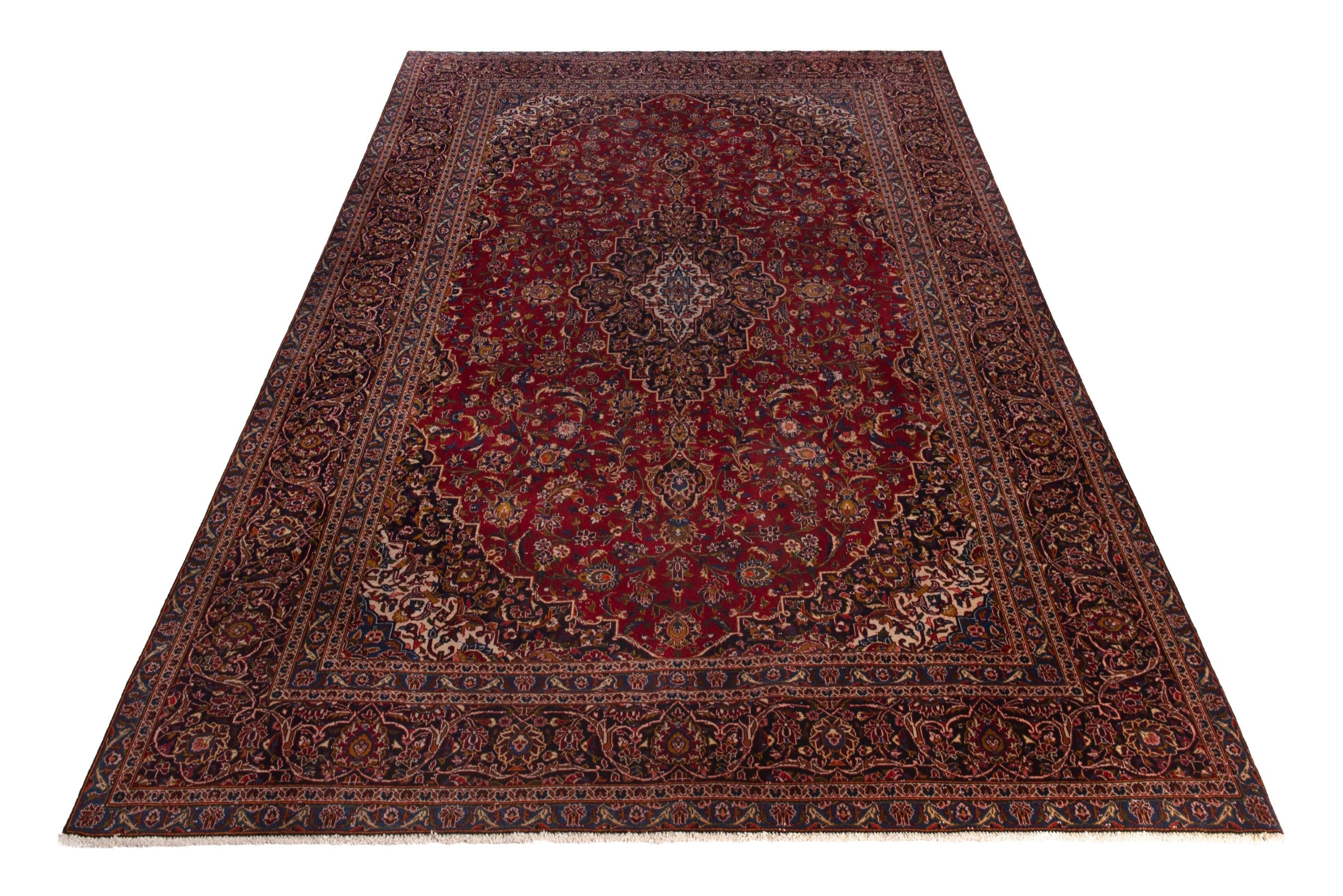Persian Kashan oversized rug in deep red and burgundy, view 3 of 19