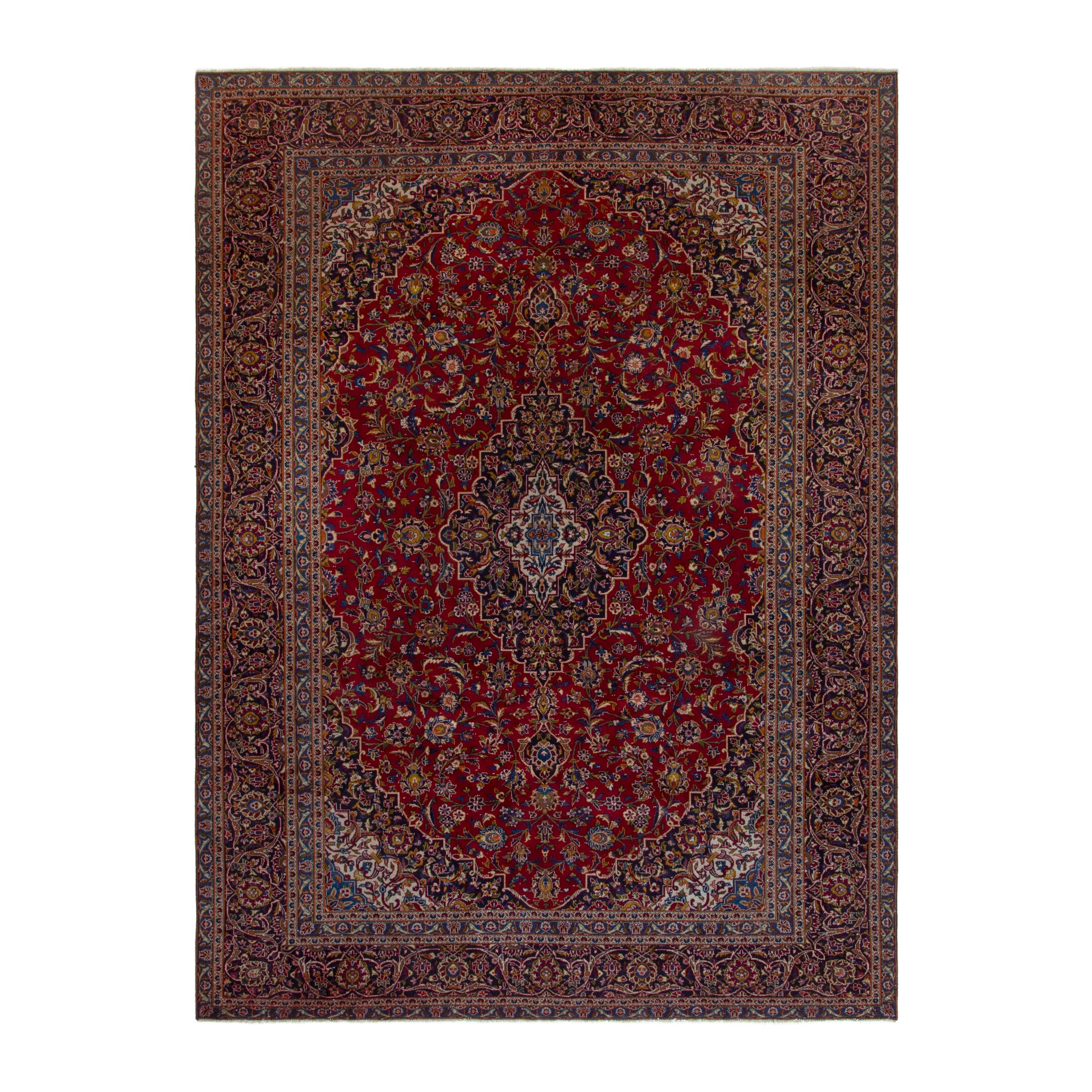 Persian Kashan oversized rug in deep red and burgundy, 9'6" x 12'11"