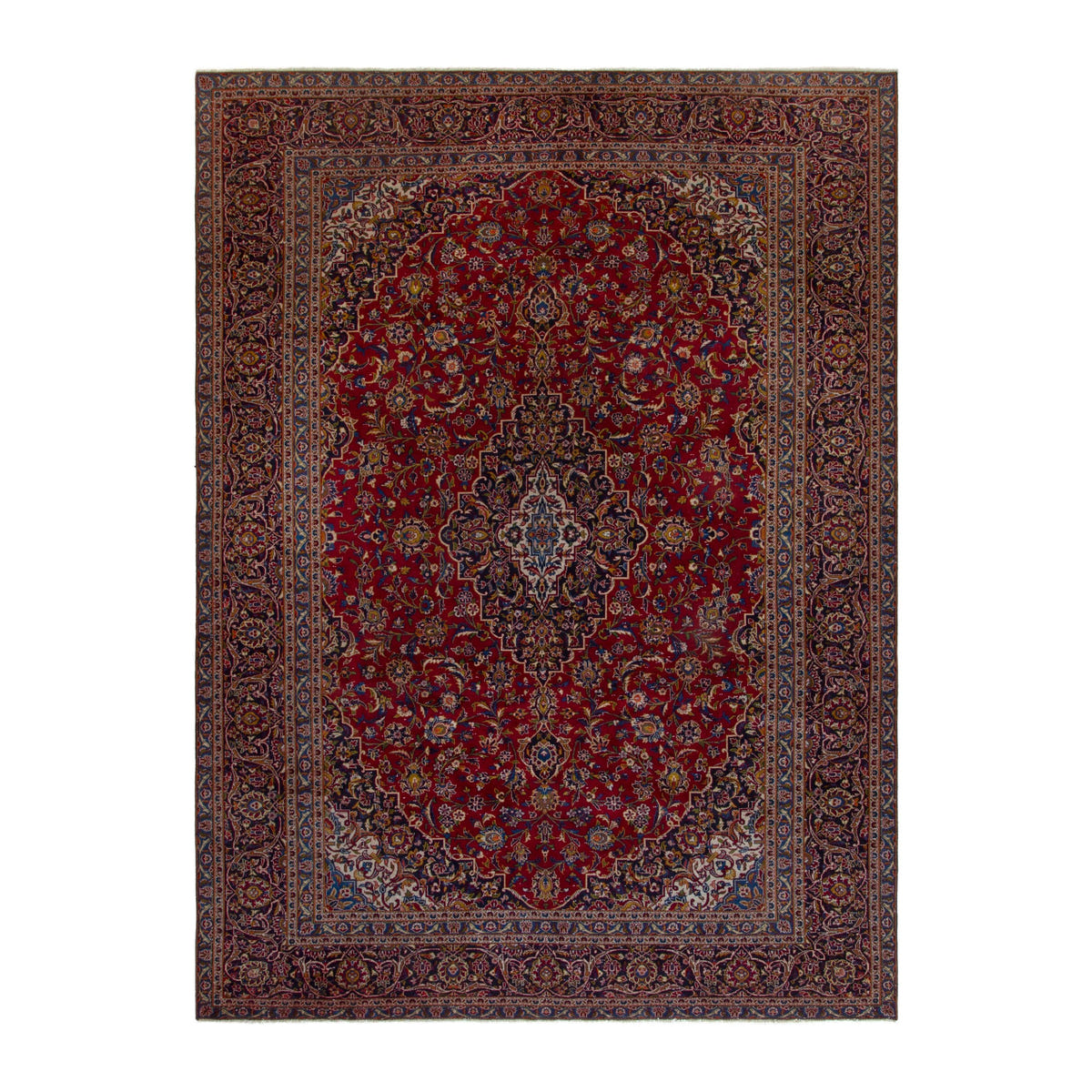 Persian Kashan oversized rug in deep red and burgundy, 9'6" x 12'11"
