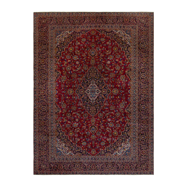 Persian Kashan oversized rug in deep red and burgundy, 9'6" x 12'11"