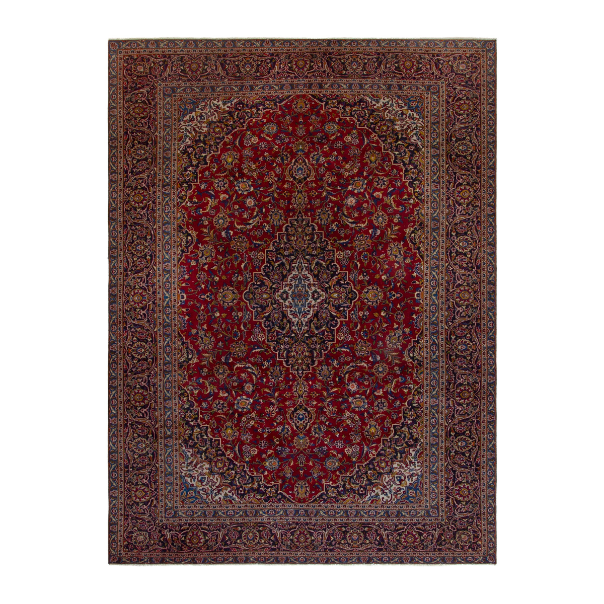 Persian Kashan oversized rug in deep red and burgundy, 9'6" x 12'11"