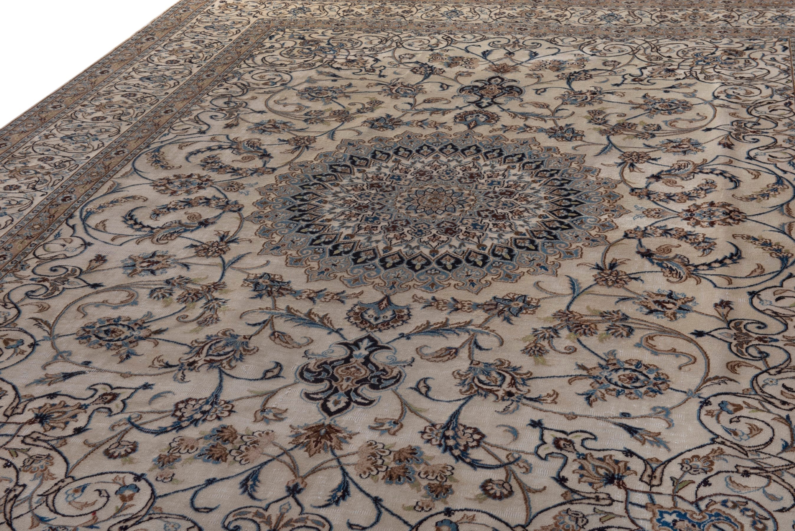 Persian Nain oversized rug in cream and taupe, view 10 of 21