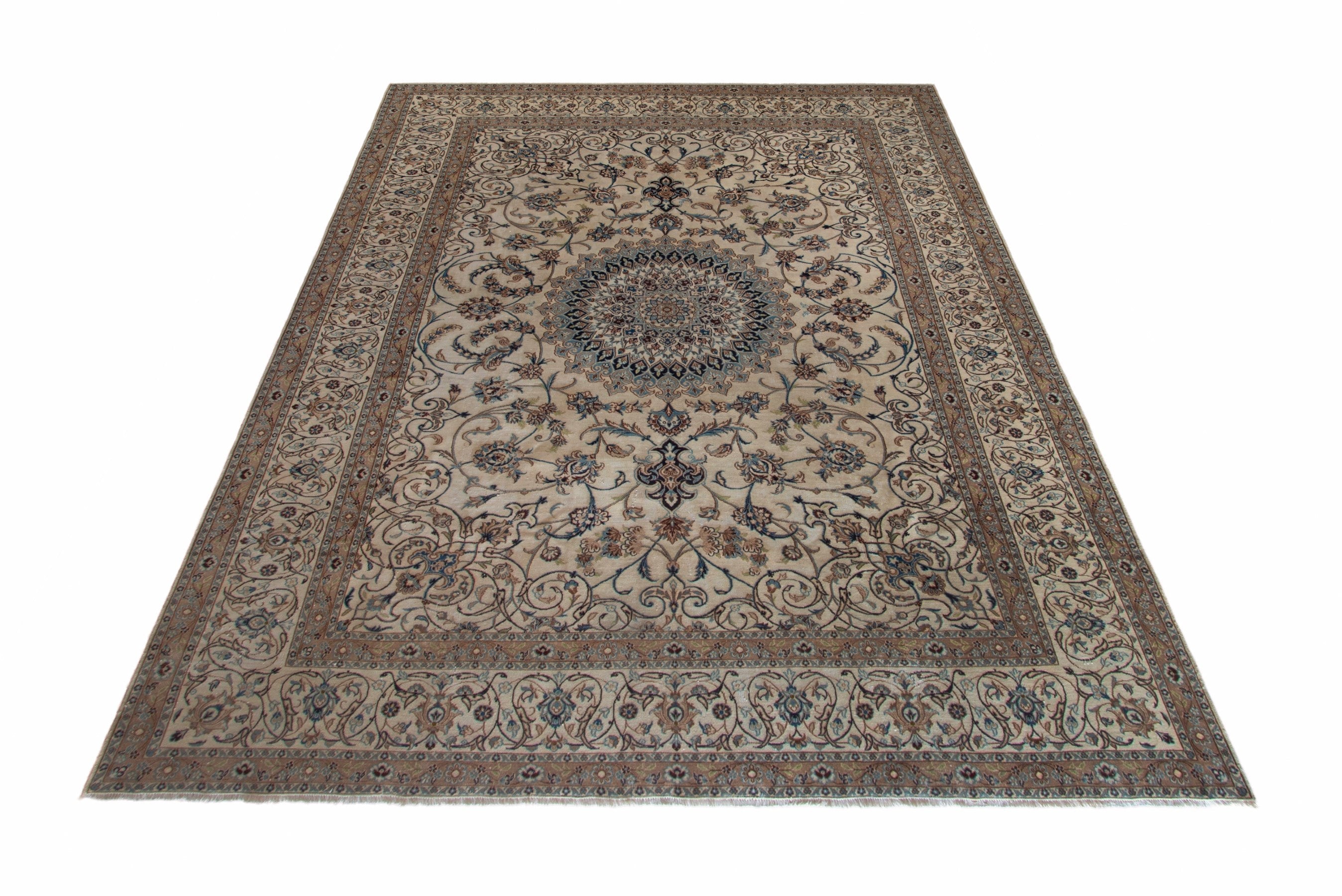 Persian Nain oversized rug in cream and taupe, view 2 of 21