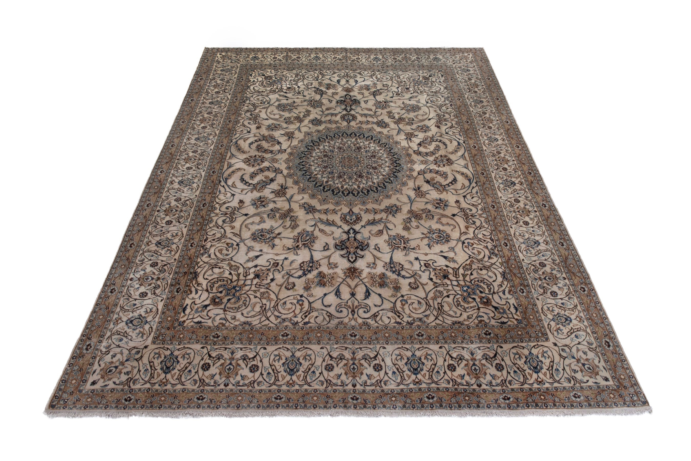 Persian Nain oversized rug in cream and taupe, view 3 of 21
