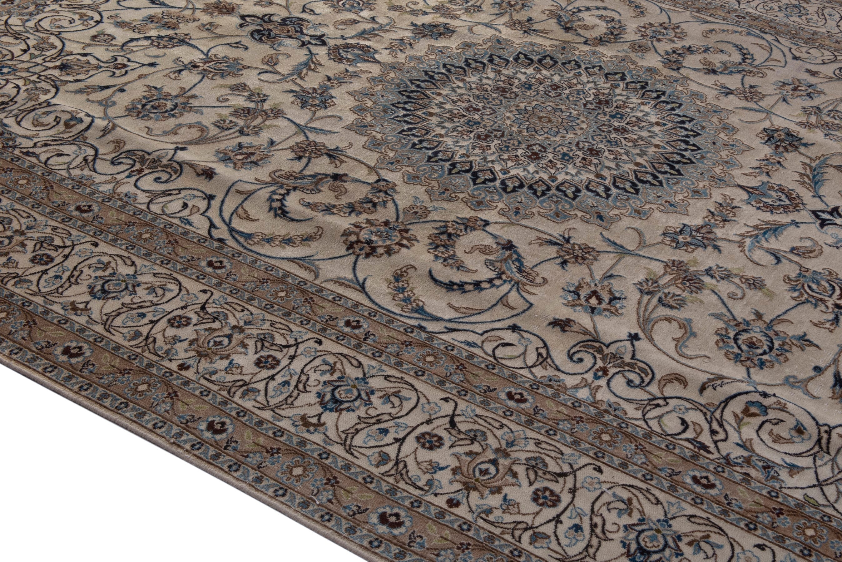 Persian Nain oversized rug in cream and taupe, view 8 of 21
