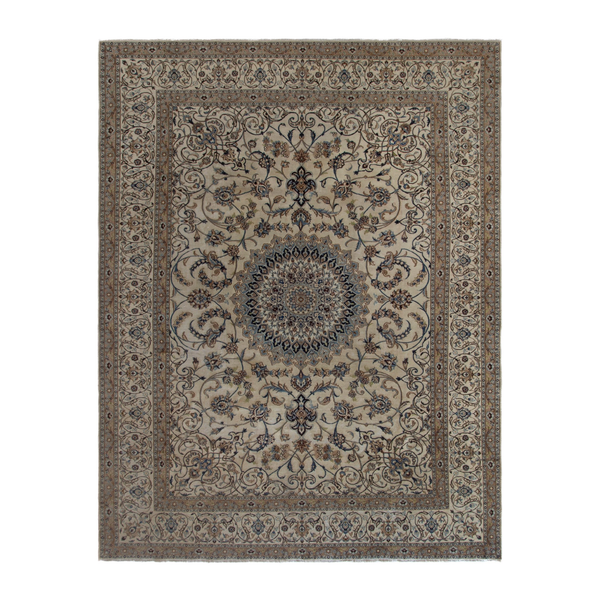 Persian Nain oversized rug in cream and taupe, 9'6" x 12'10"