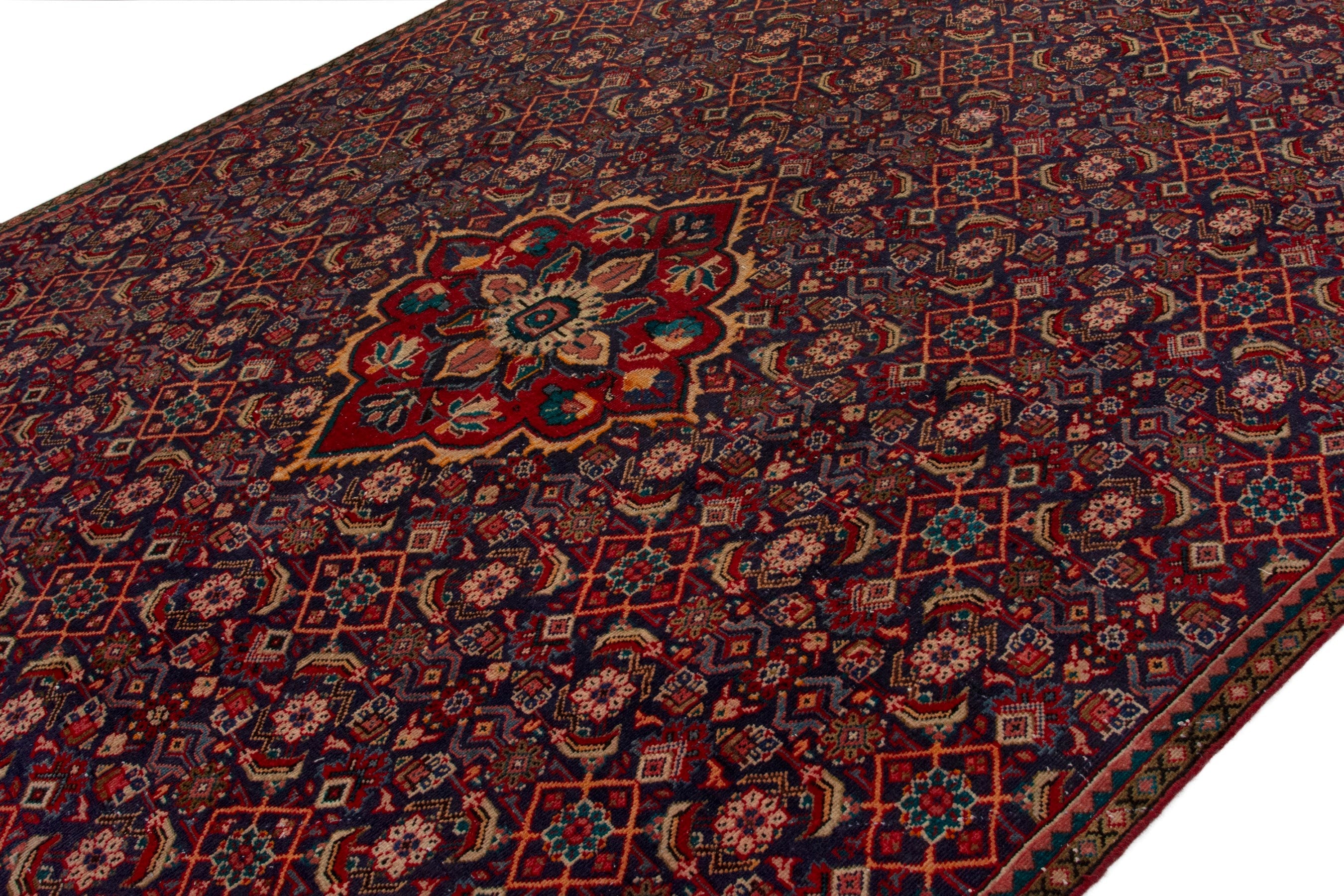 Persian Mahal oversized rug in burgundy and deep red, view 4 of 17