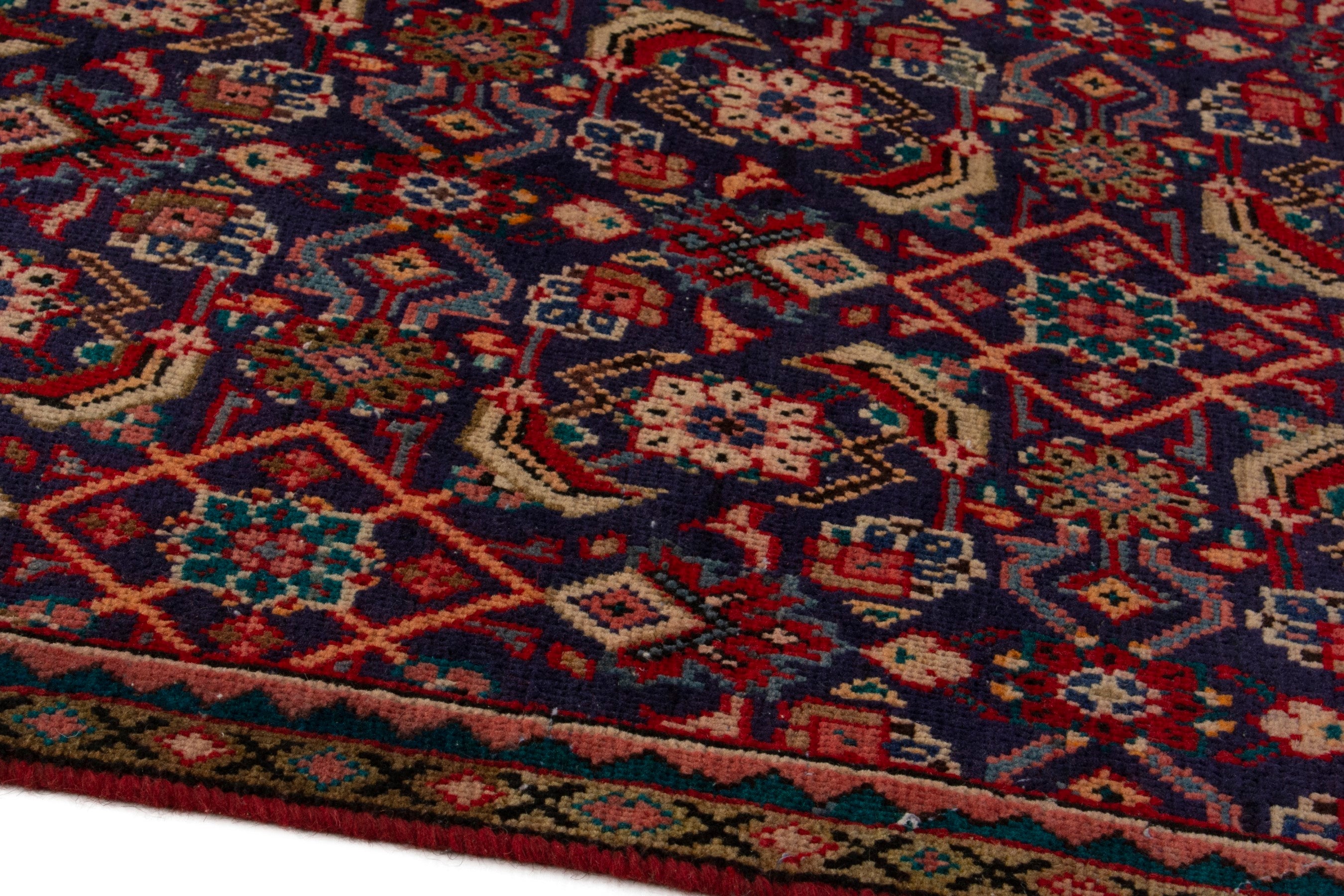 Persian Mahal oversized rug in burgundy and deep red, view 8 of 17