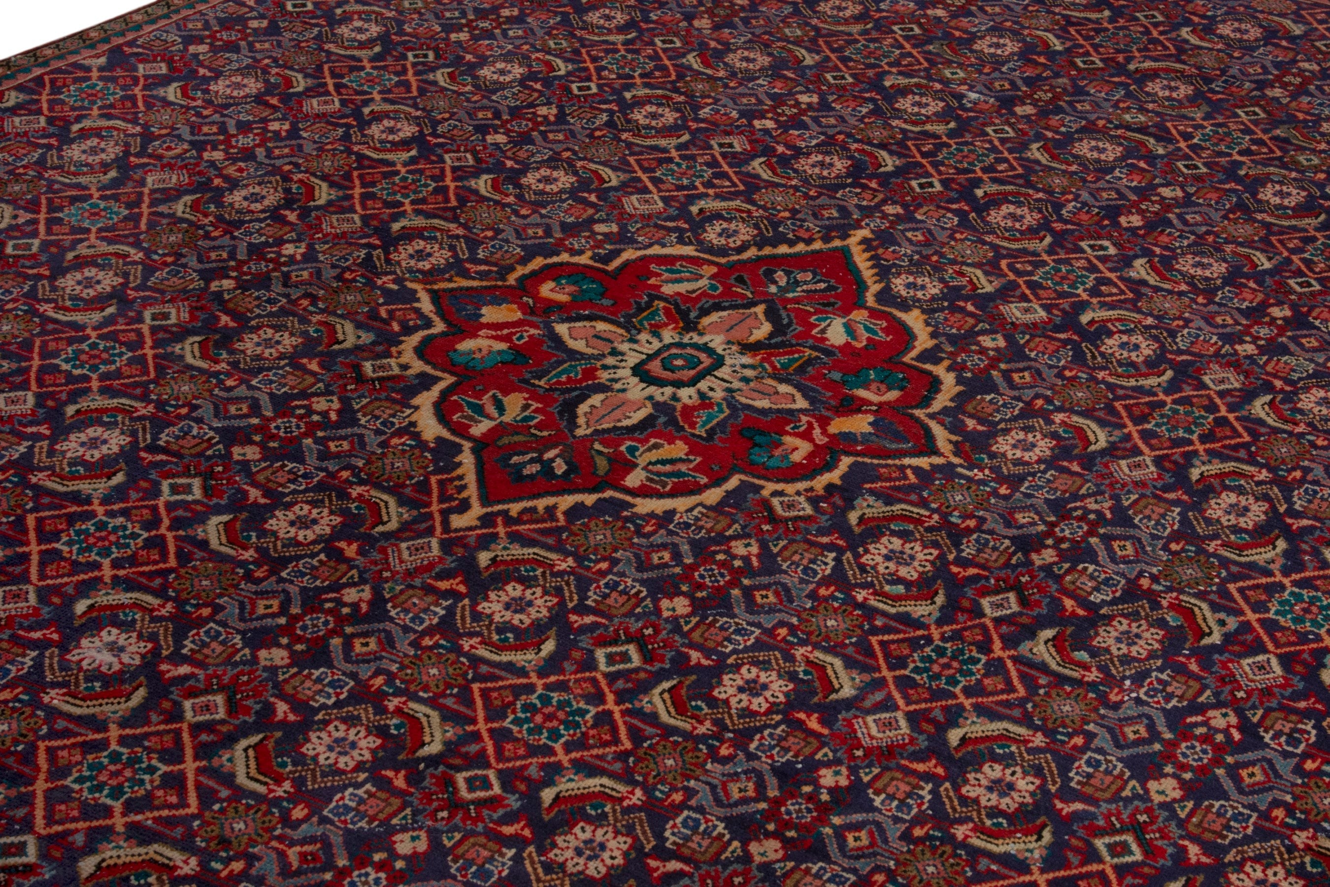 Persian Mahal oversized rug in burgundy and deep red, view 9 of 17