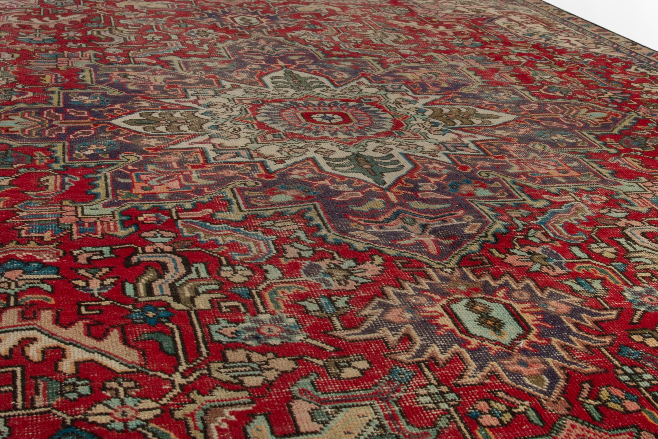 Persian Tabriz oversized rug in deep red and greige, view 10 of 18