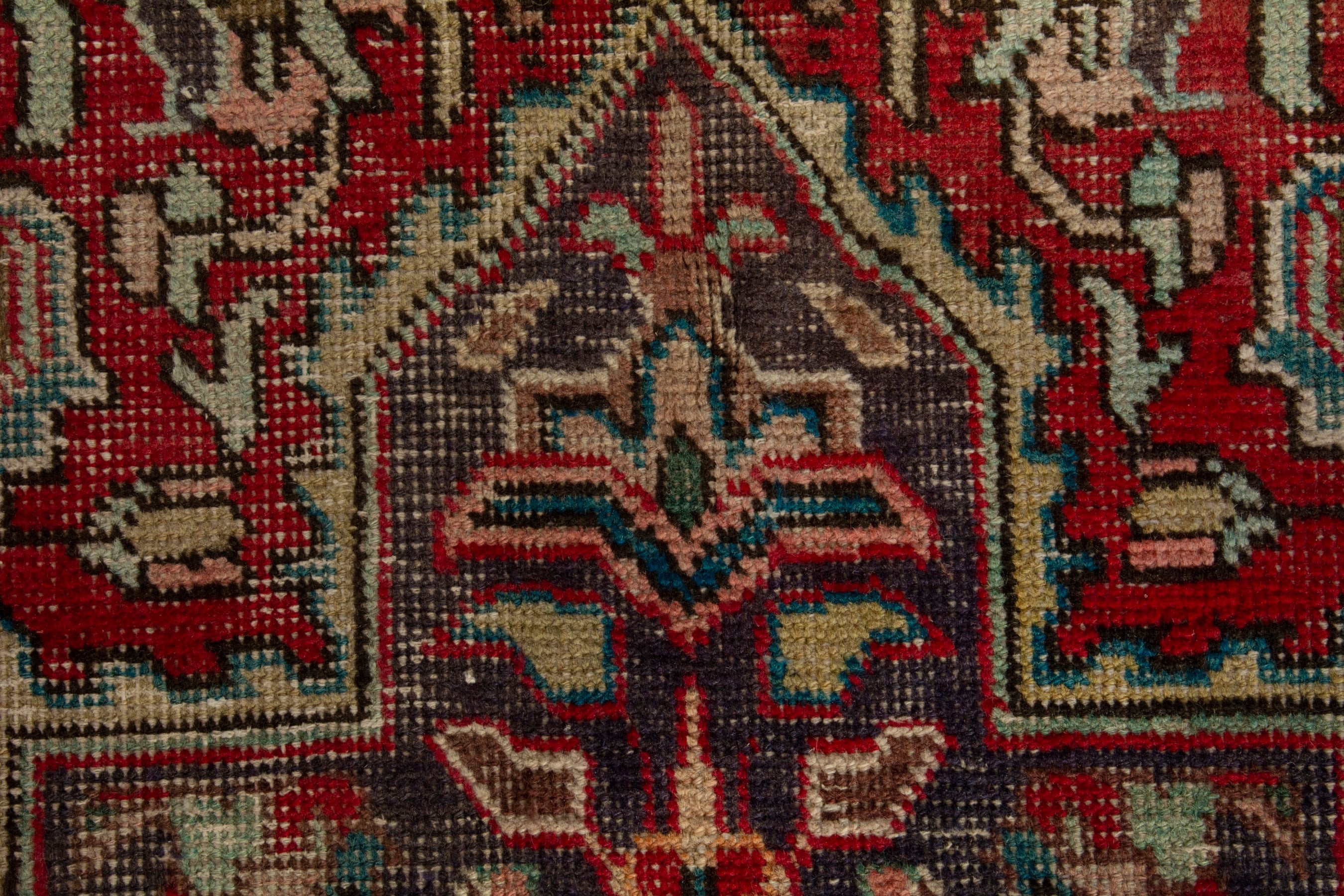 Persian Tabriz oversized rug in deep red and greige, view 14 of 18