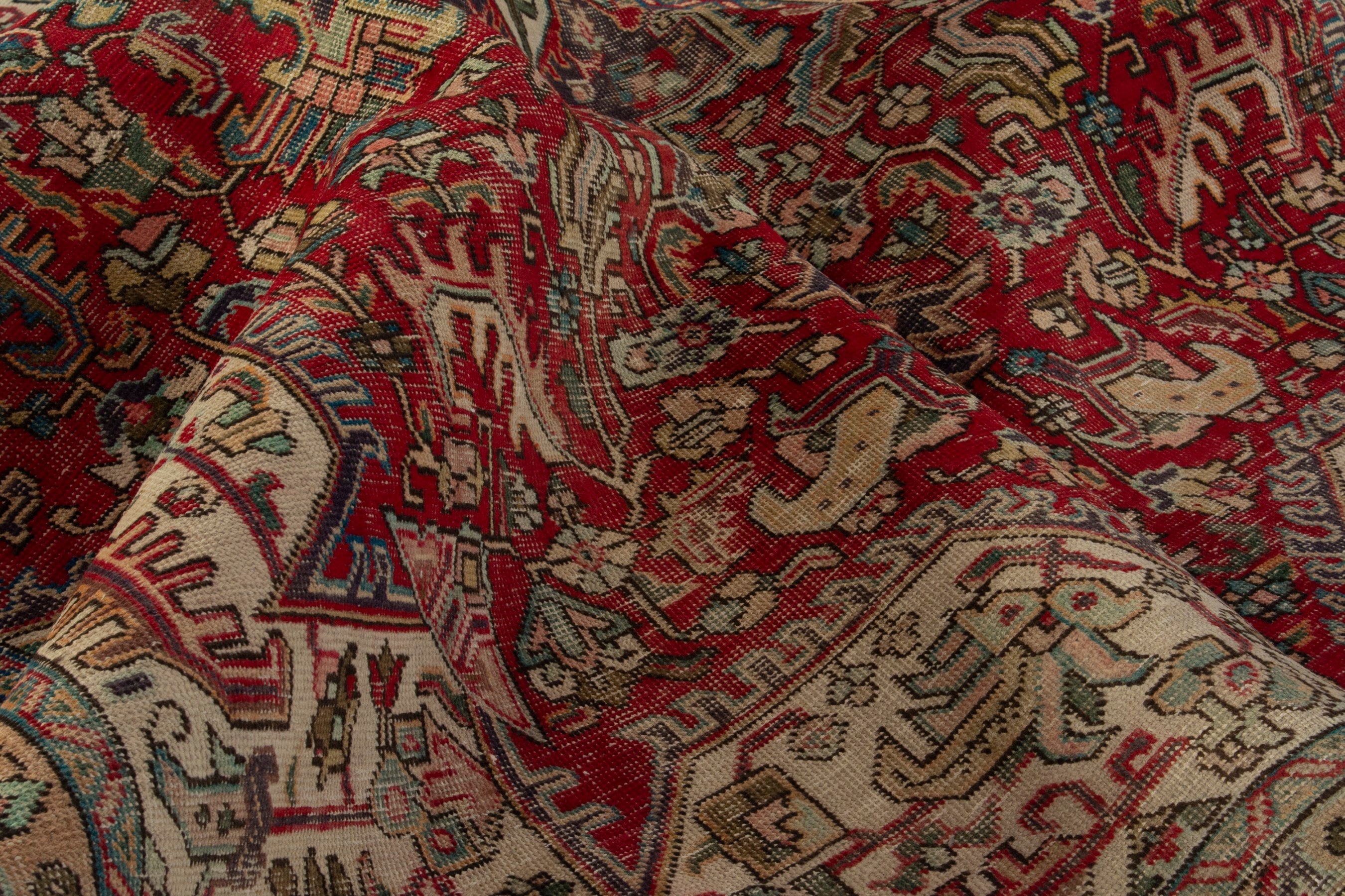 Persian Tabriz oversized rug in deep red and greige, view 15 of 18