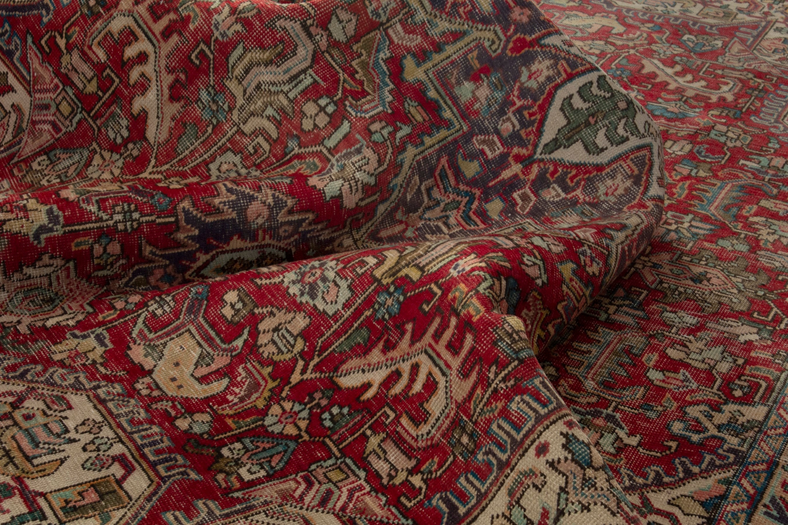 Persian Tabriz oversized rug in deep red and greige, view 16 of 18