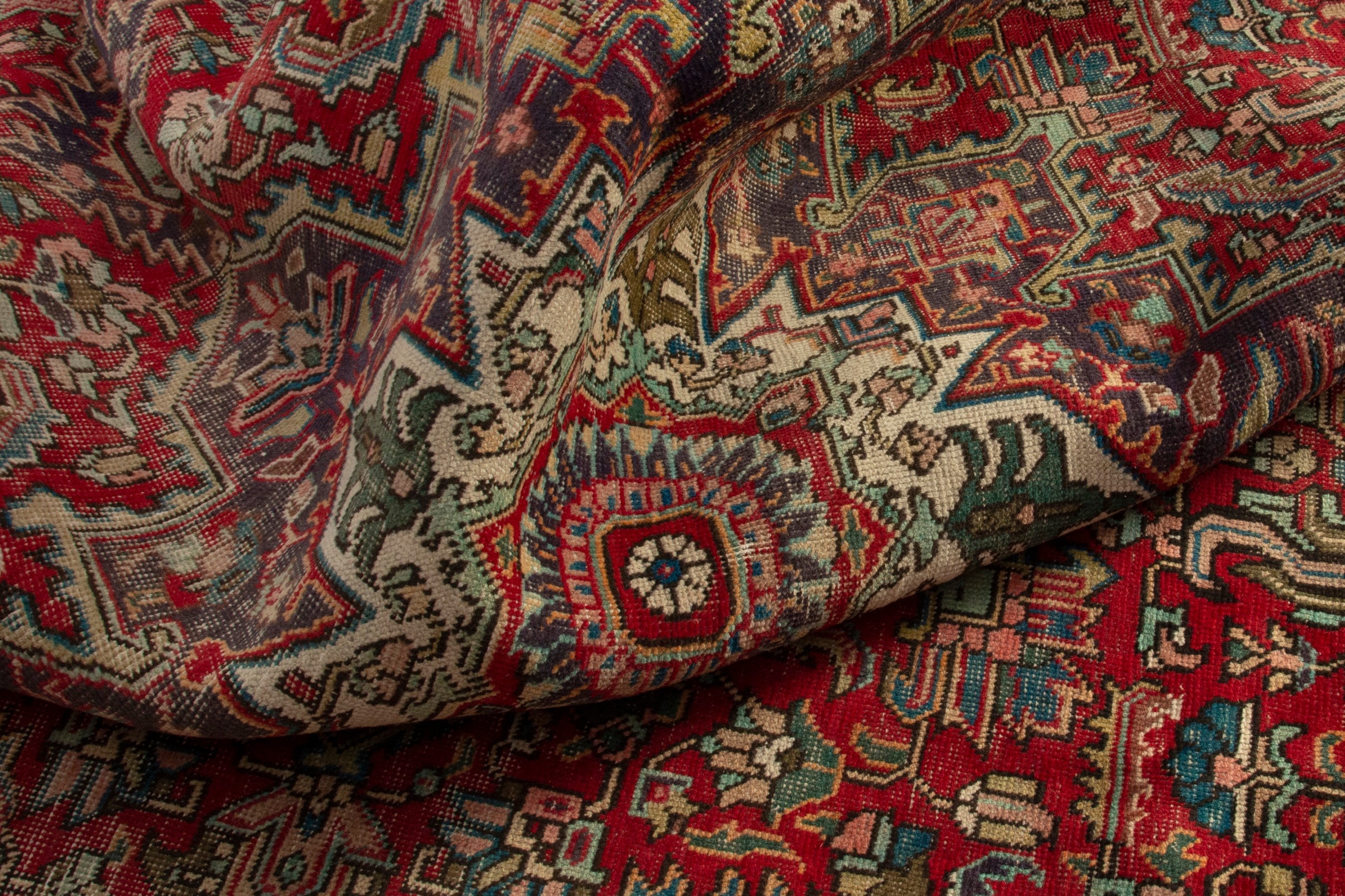 Persian Tabriz oversized rug in deep red and greige, view 17 of 18