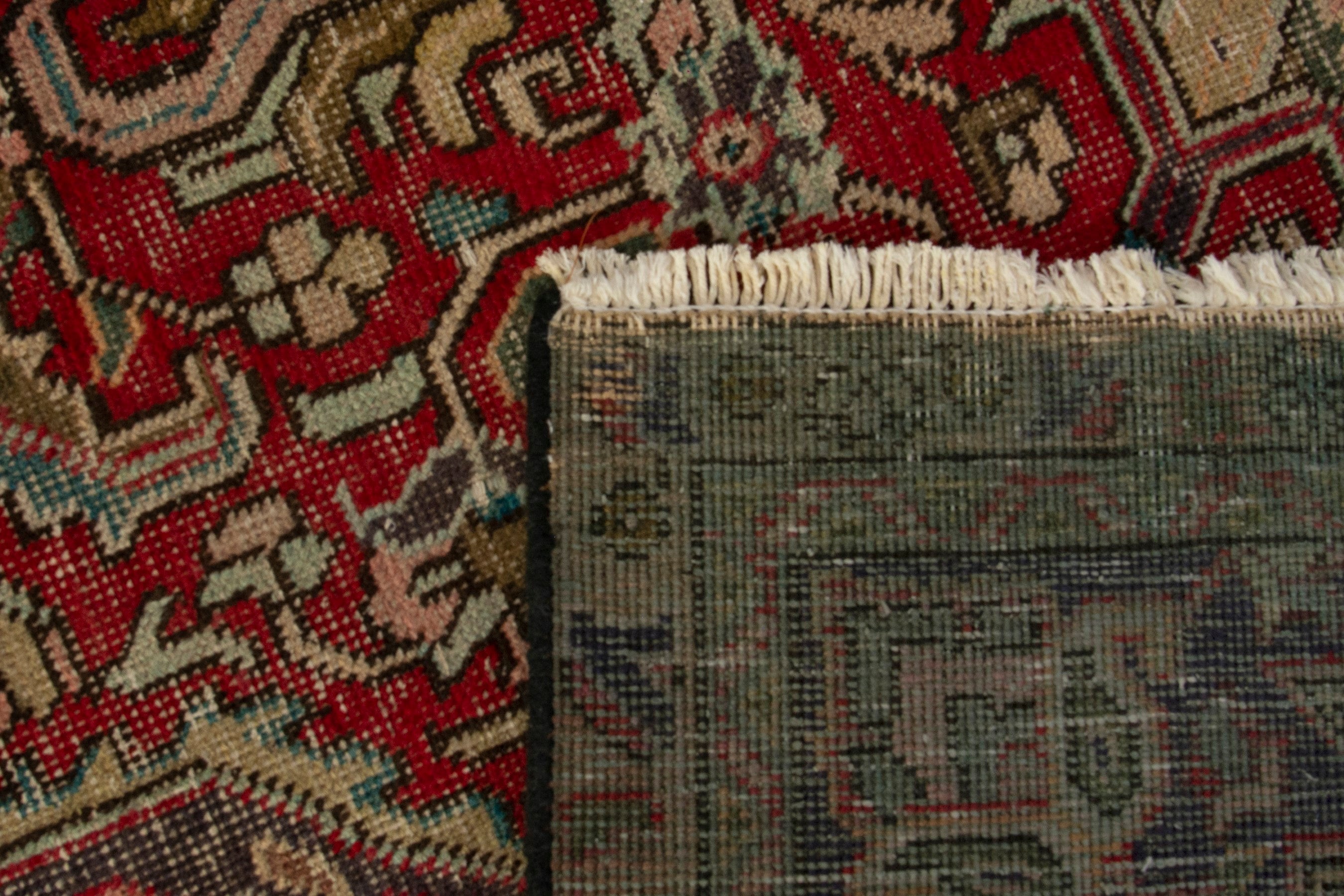 Persian Tabriz oversized rug in deep red and greige, view 18 of 18