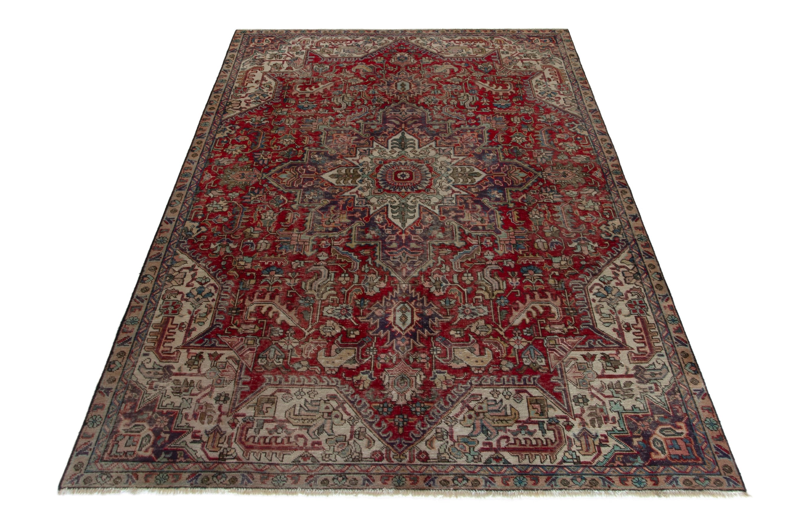 Persian Tabriz oversized rug in deep red and greige, view 3 of 18