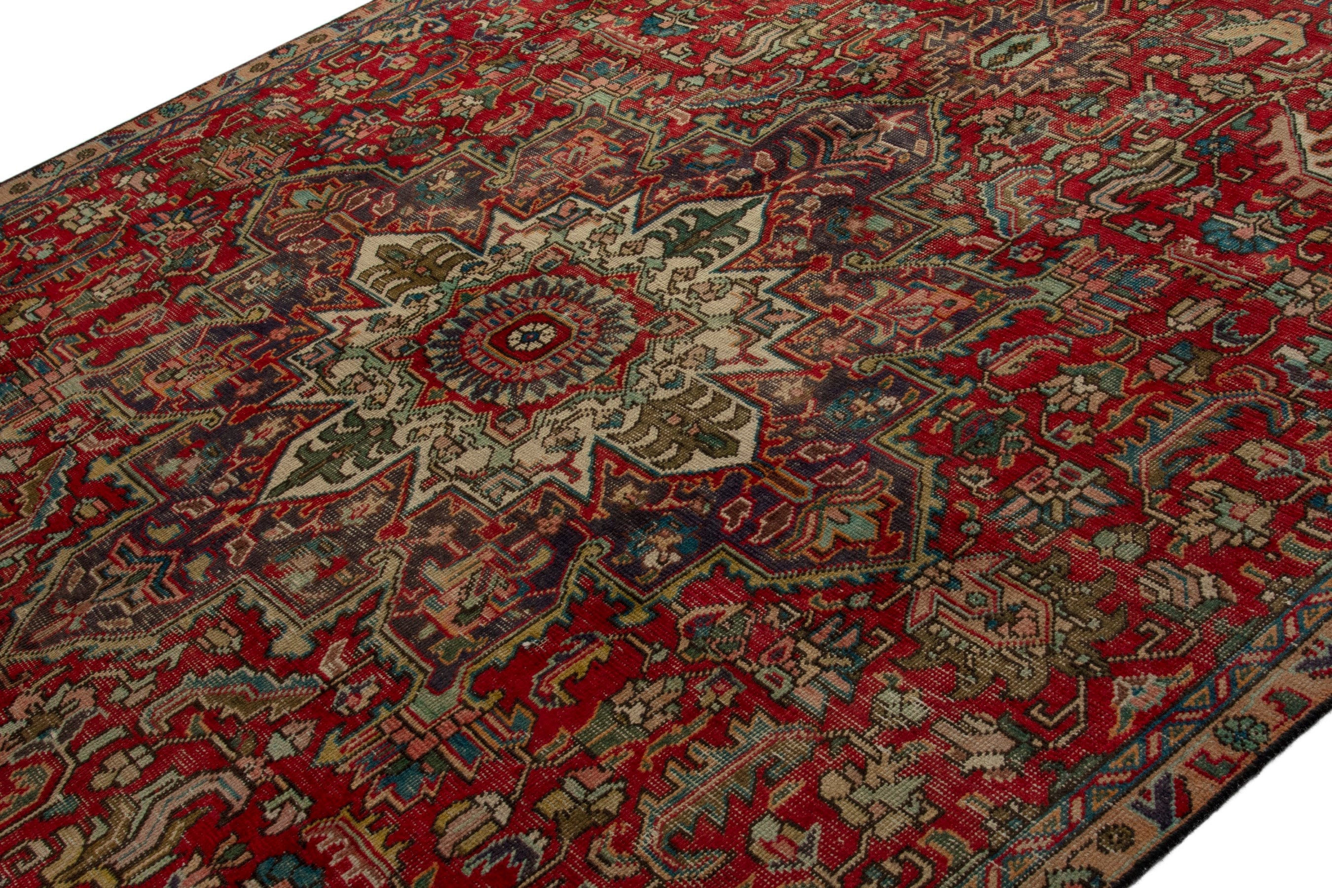 Persian Tabriz oversized rug in deep red and greige, view 4 of 18