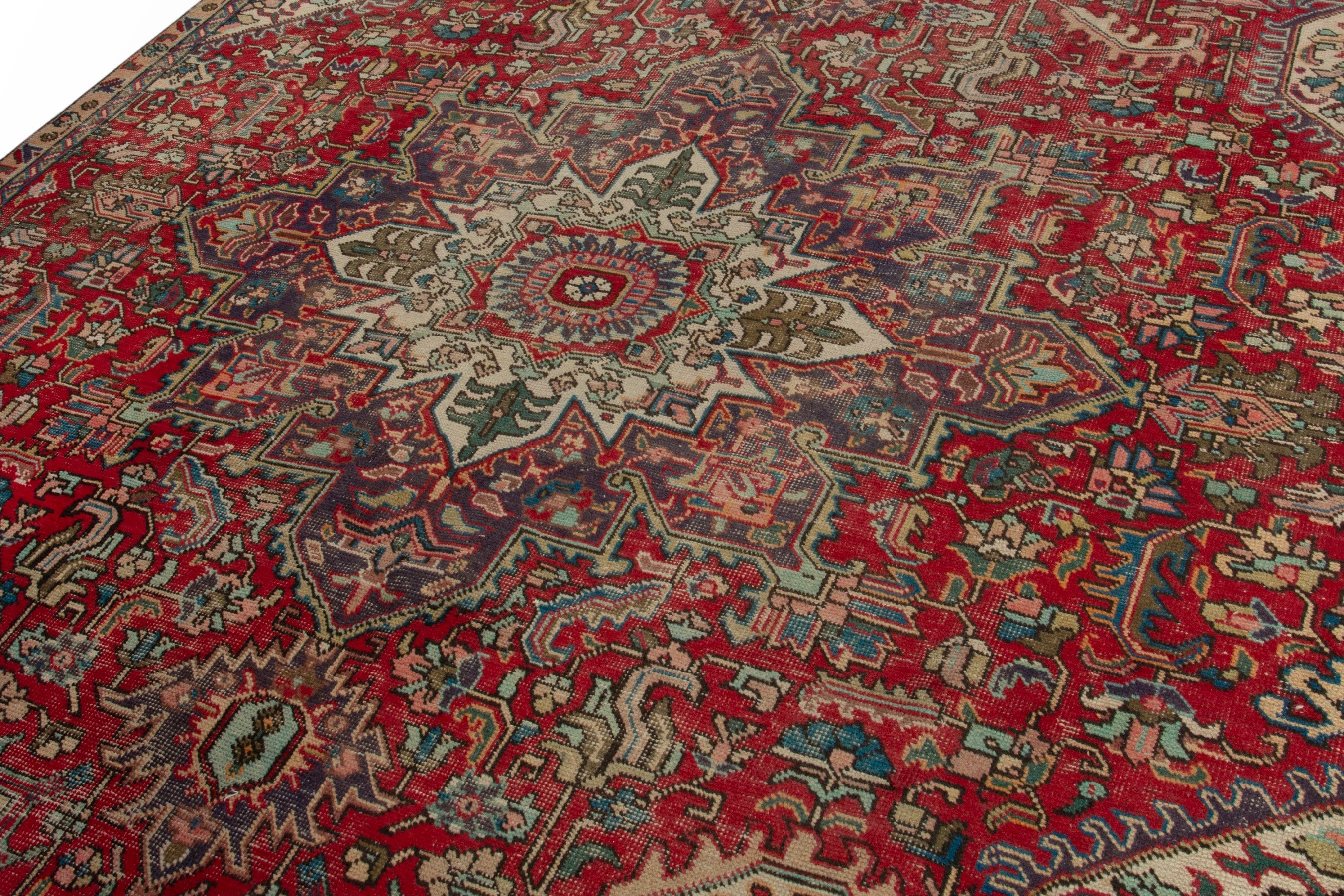 Persian Tabriz oversized rug in deep red and greige, view 9 of 18