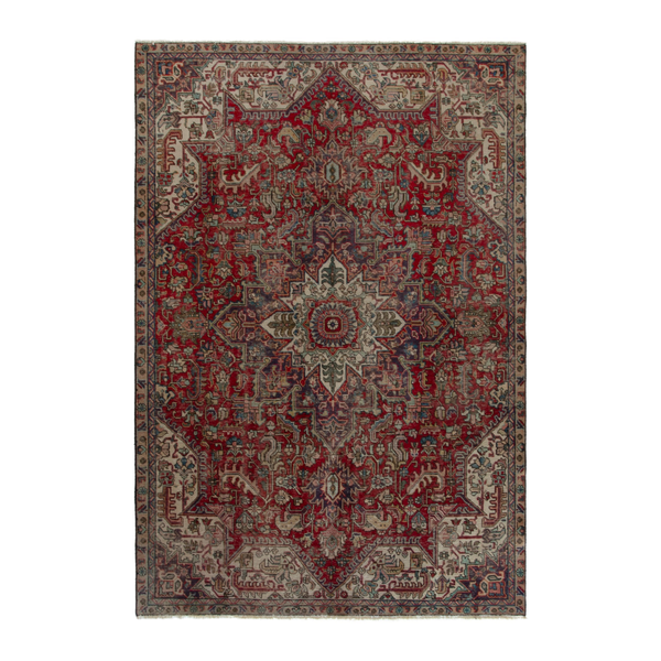Persian Tabriz oversized rug in deep red and greige, 7'1" x 10'6"