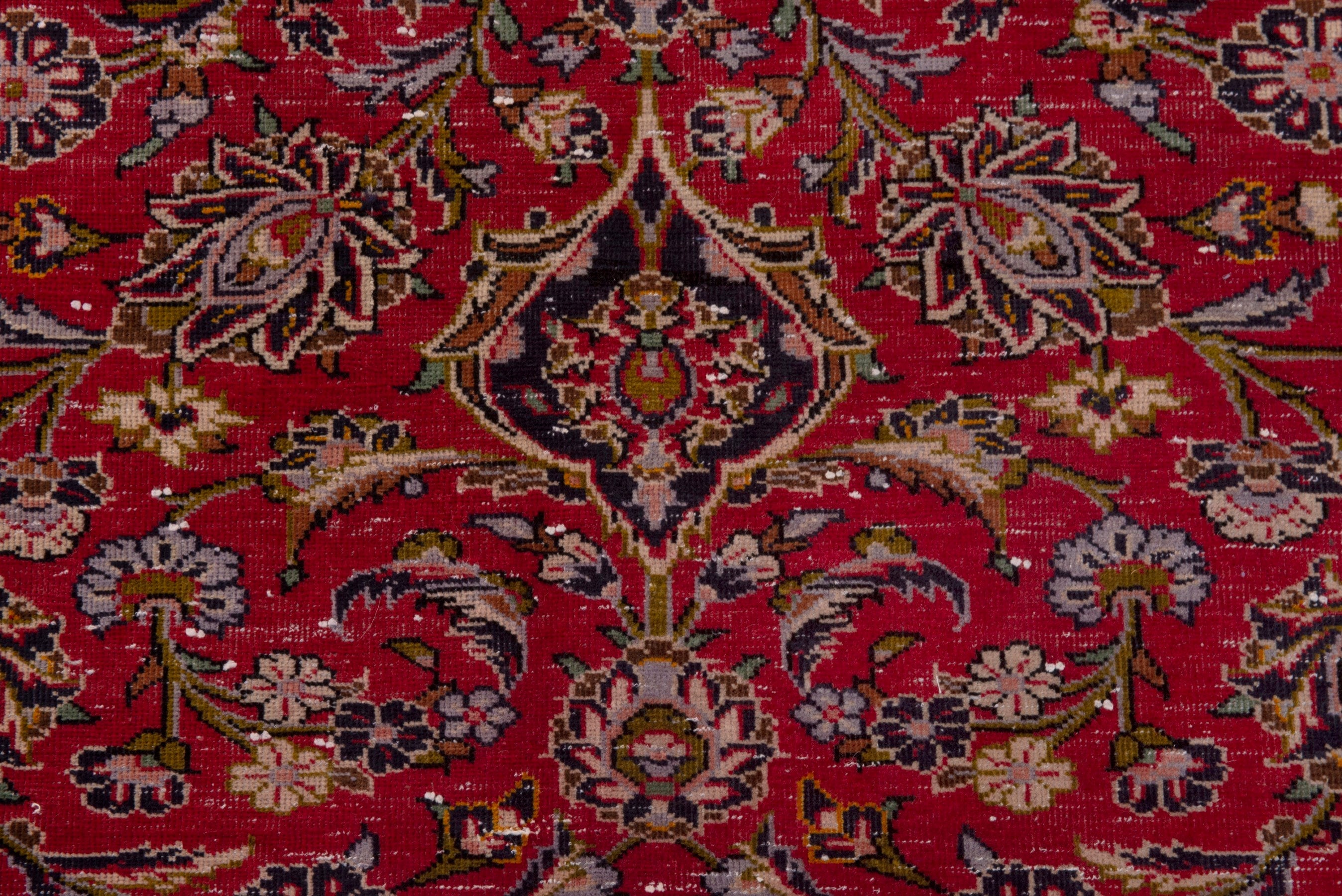 Persian Kashan area rug in deep red and navy, view 11 of 18