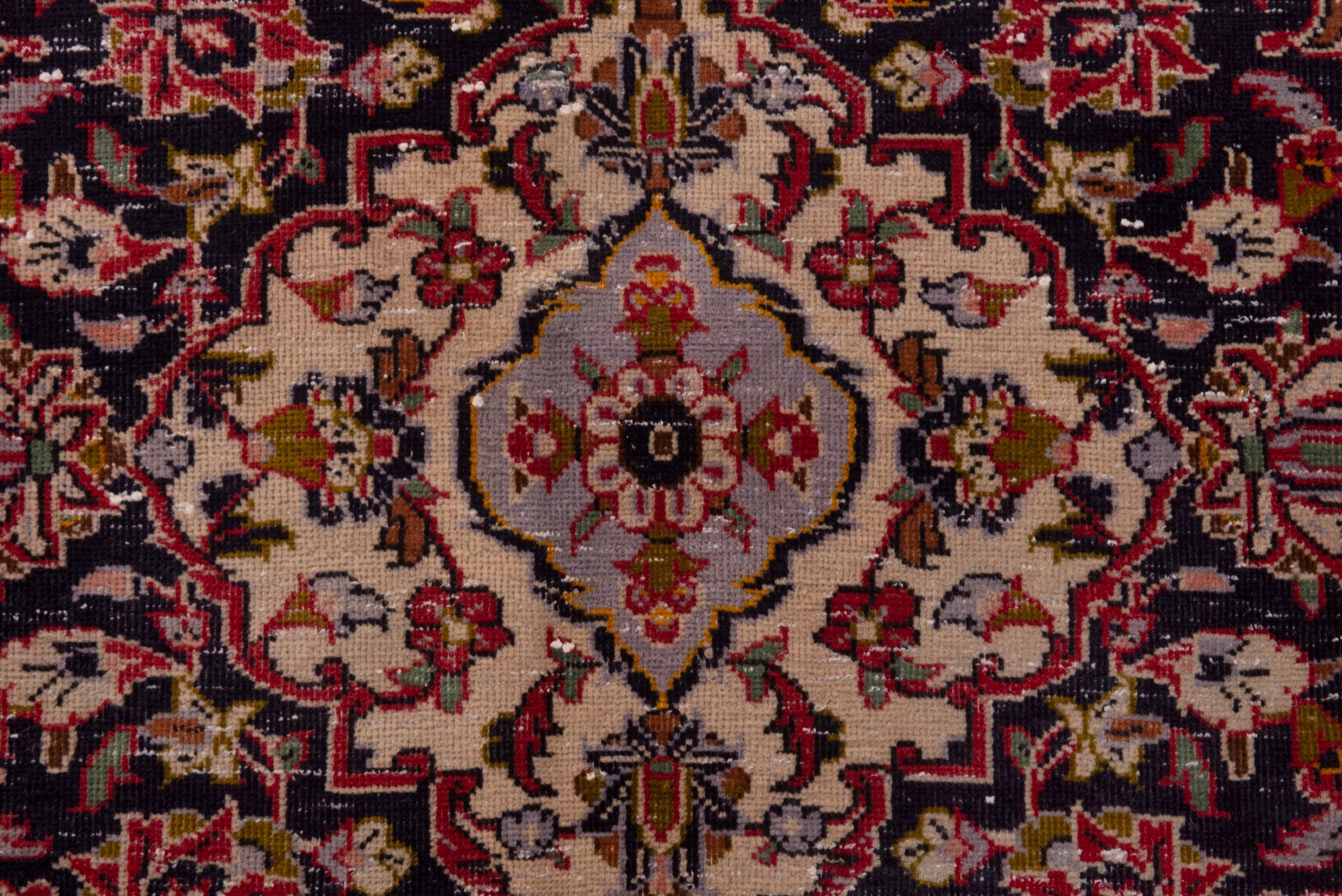 Persian Kashan area rug in deep red and navy, view 12 of 18