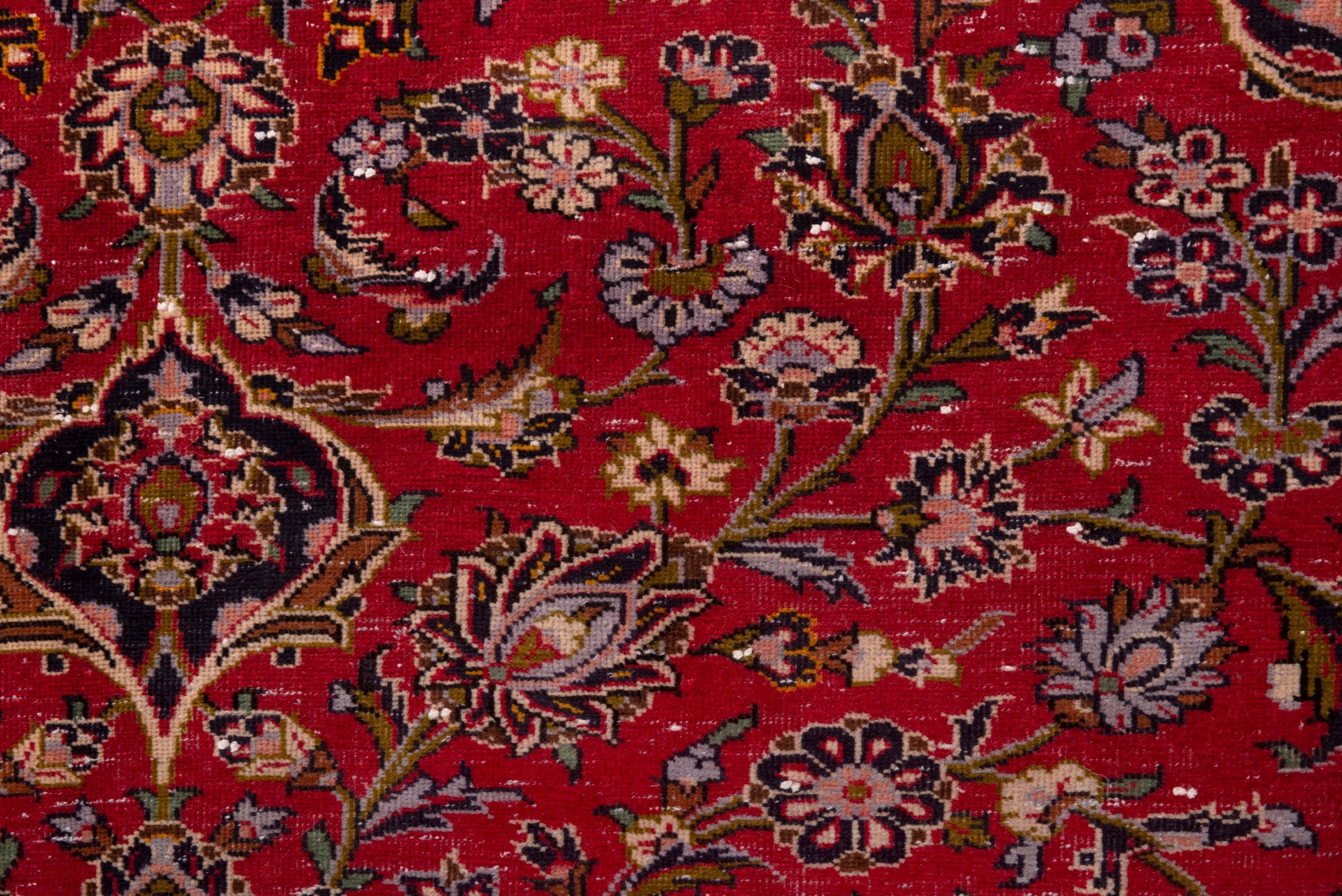Persian Kashan area rug in deep red and navy, view 14 of 18