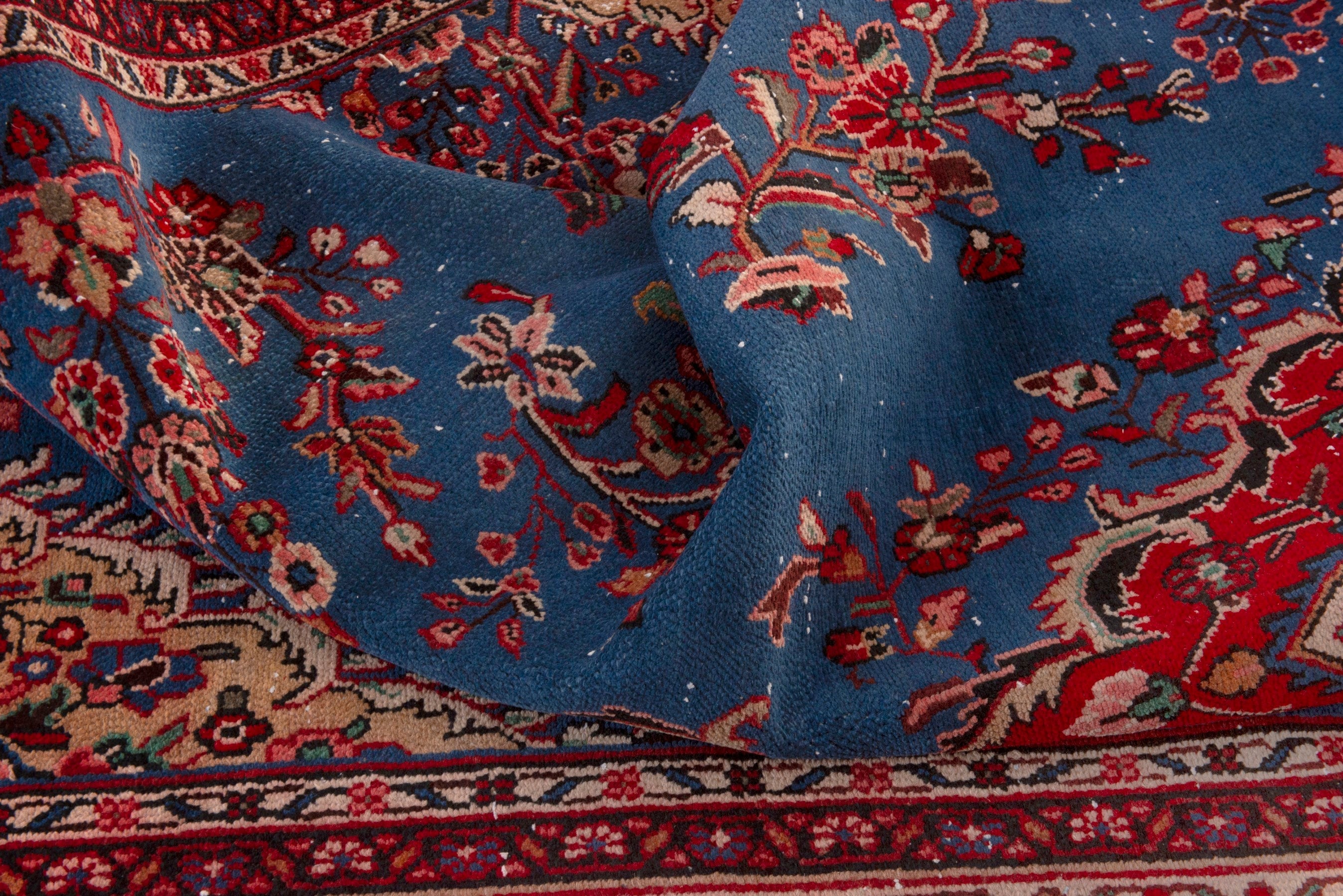 Persian Hamedan oversized rug in dark blue and deep red, view 17 of 20