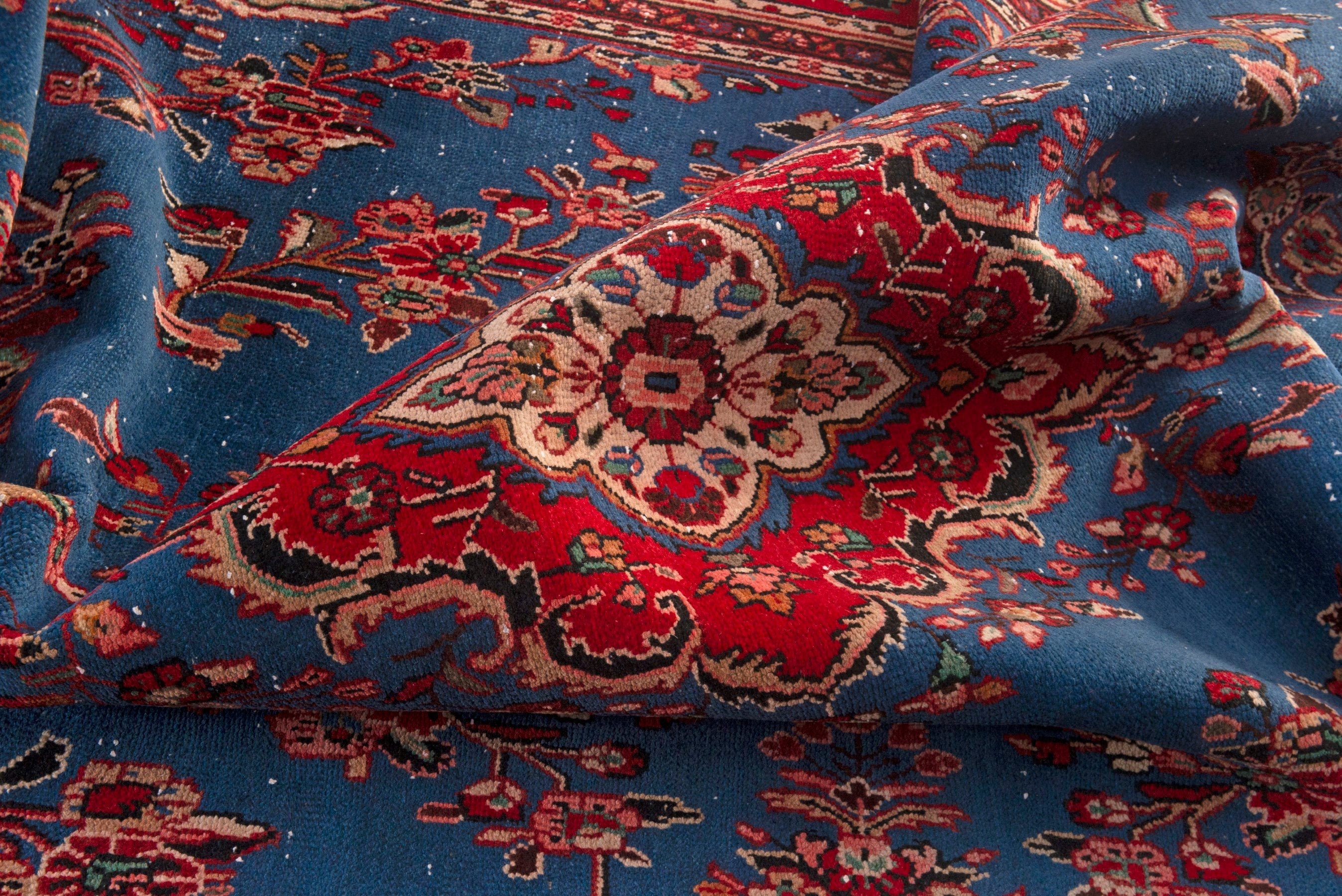 Persian Hamedan oversized rug in dark blue and deep red, view 19 of 20