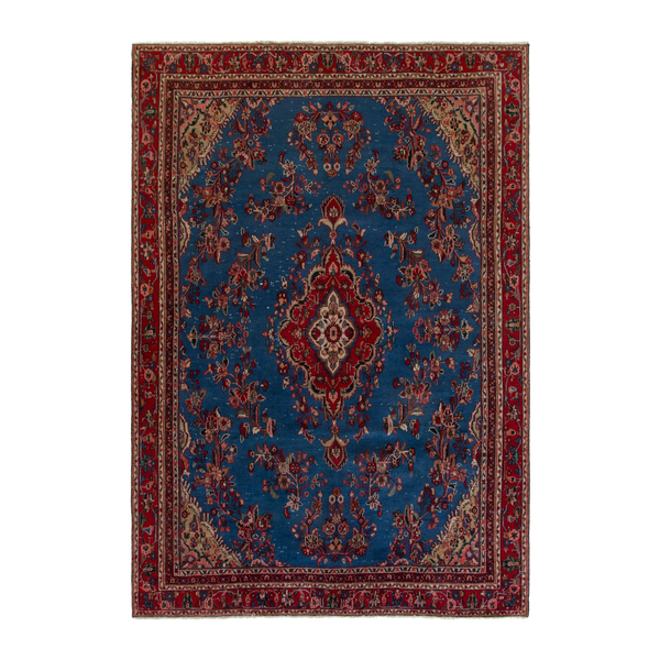 Persian Hamedan oversized rug in dark blue and deep red, 8'2" x 11'6"
