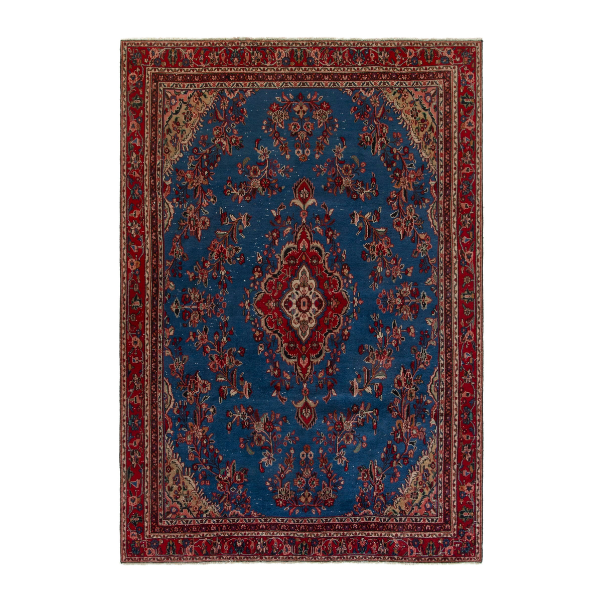 Persian Hamedan oversized rug in dark blue and deep red, 8'2" x 11'6"
