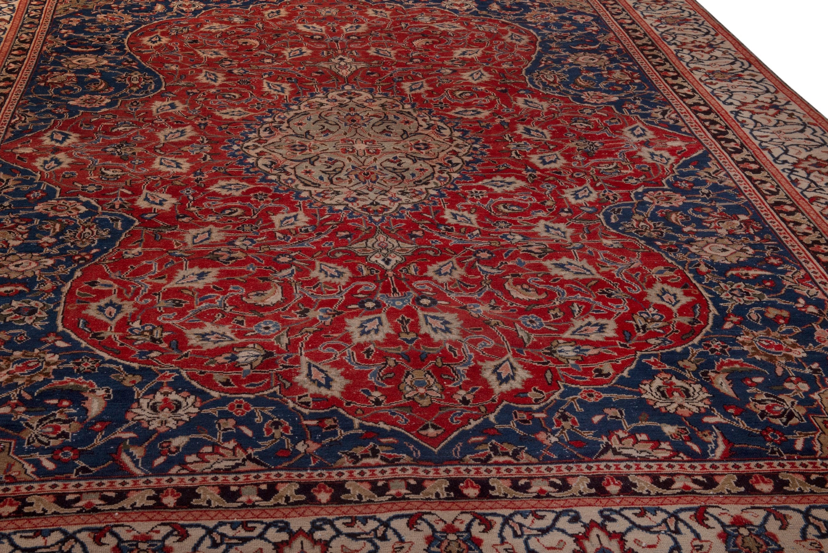 Persian Mahal oversized rug in deep red and navy, view 10 of 22