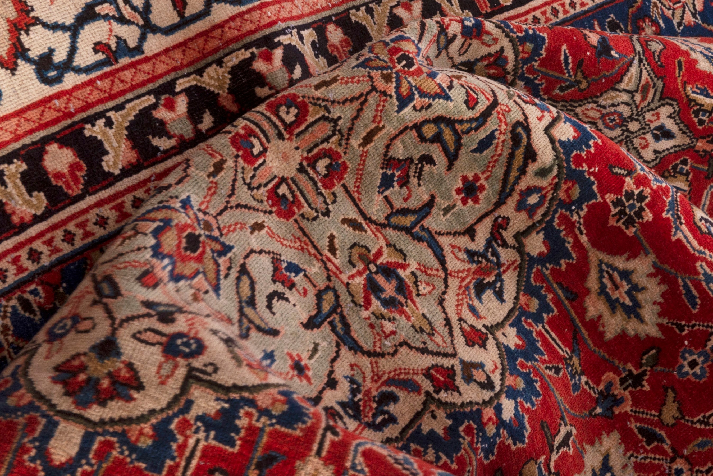 Persian Mahal oversized rug in deep red and navy, view 19 of 22