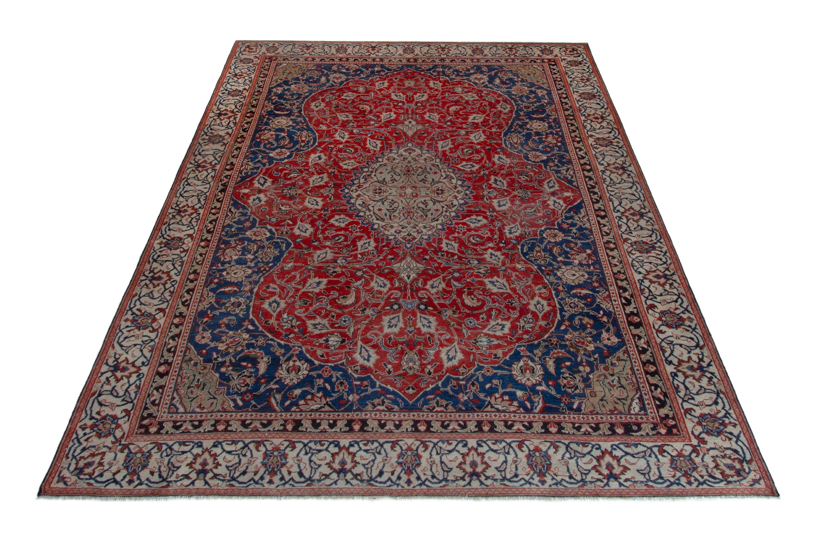 Persian Mahal oversized rug in deep red and navy, view 2 of 22
