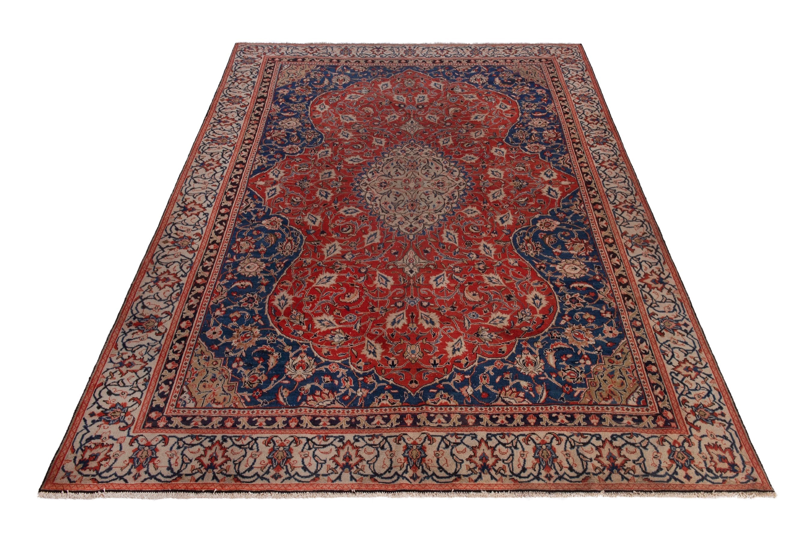 Persian Mahal oversized rug in deep red and navy, view 3 of 22