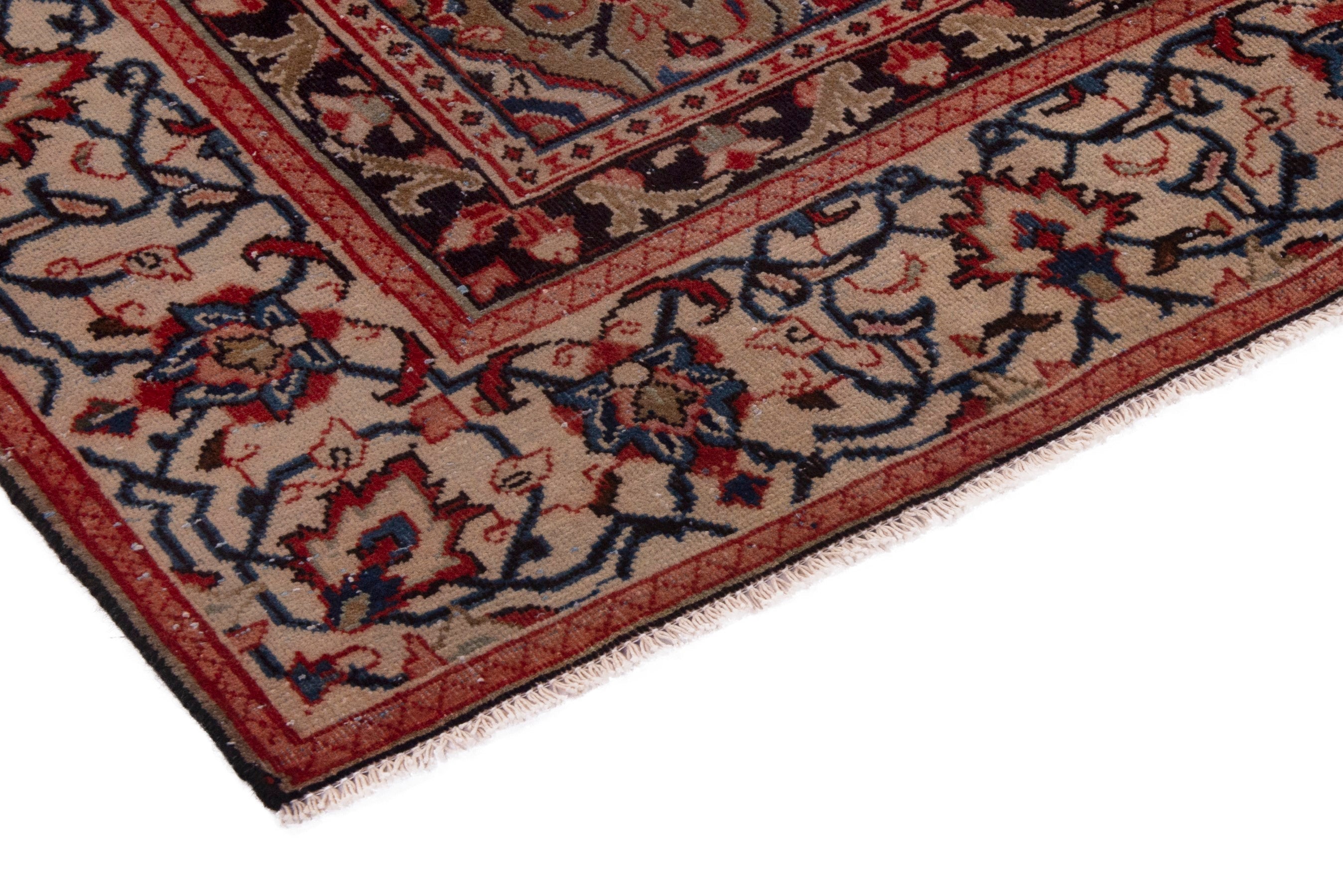 Persian Mahal oversized rug in deep red and navy, view 6 of 22