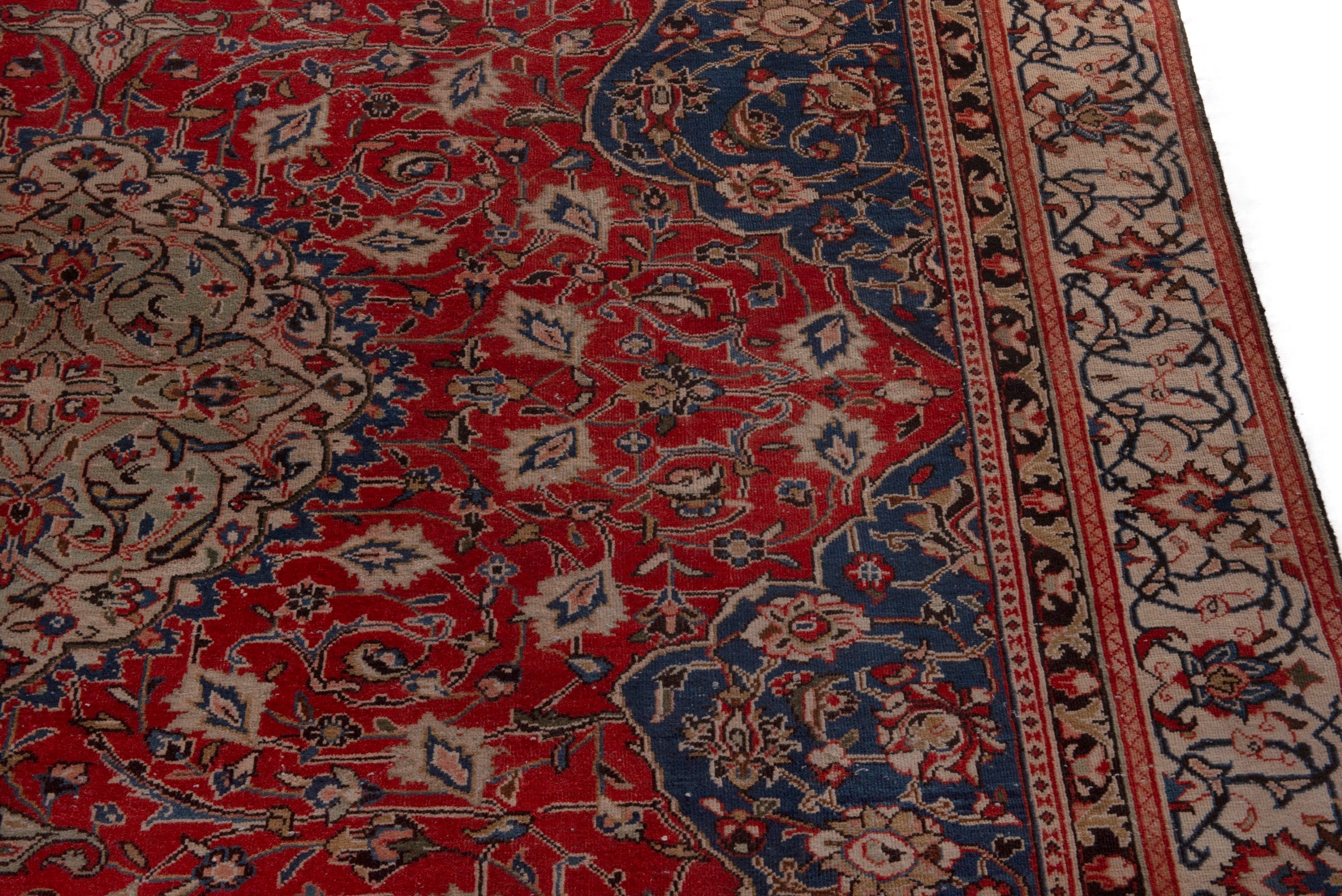 Persian Mahal oversized rug in deep red and navy, view 7 of 22