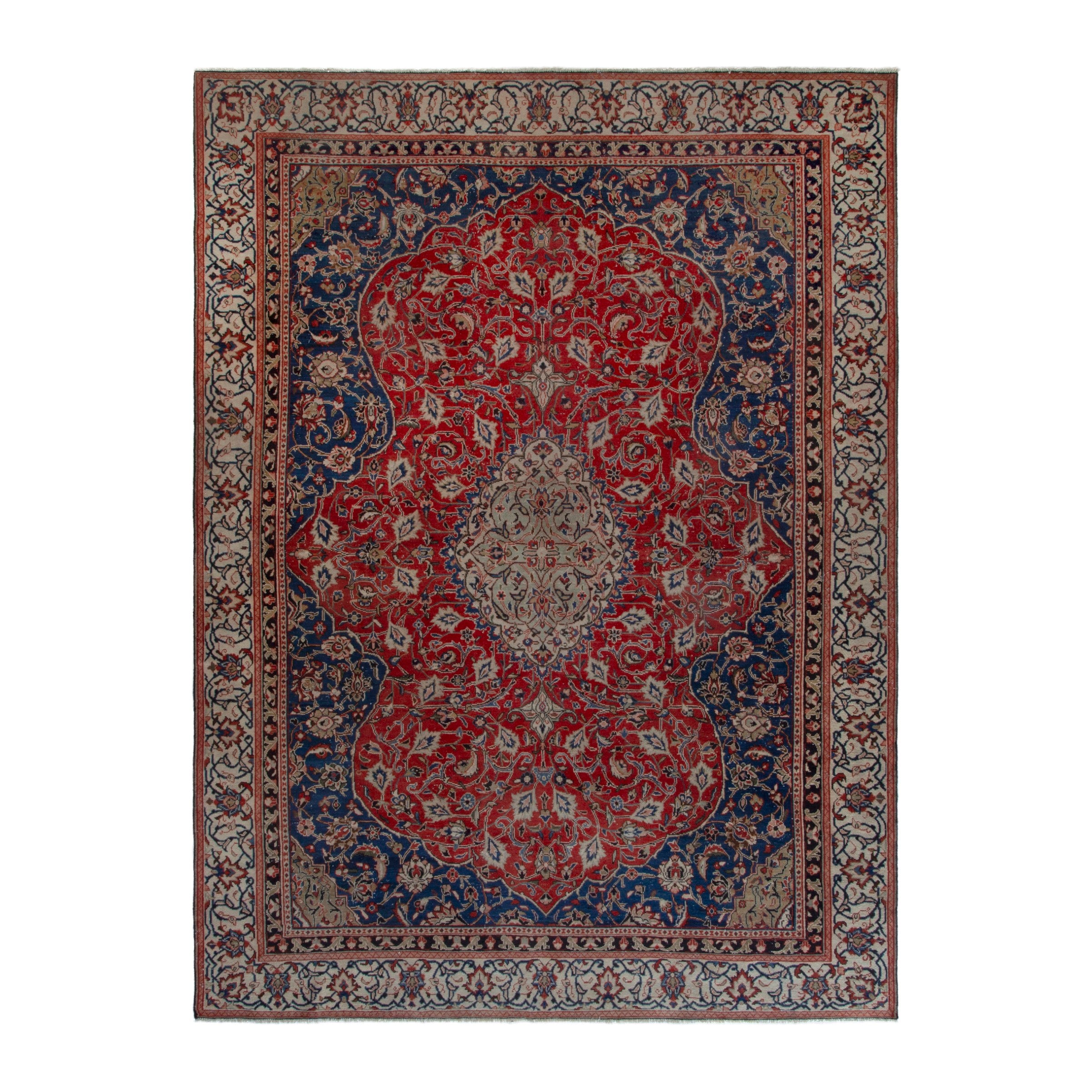Persian Mahal oversized rug in deep red and navy, 8'8" x 12'