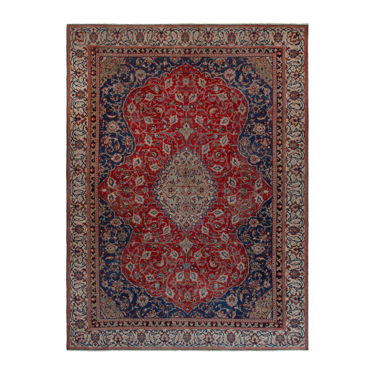 Persian Mahal oversized rug in deep red and navy, 8'8" x 12'