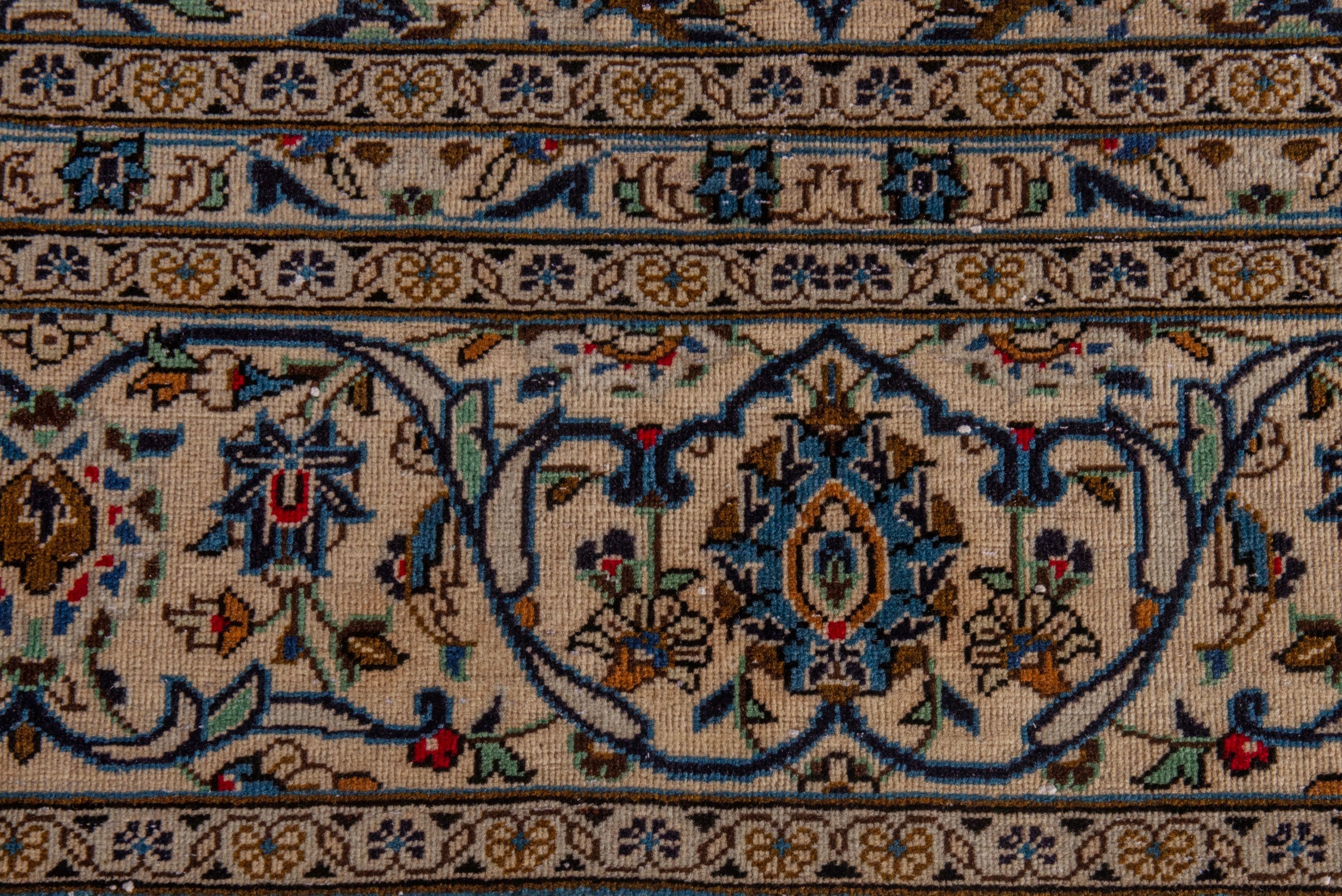 Persian Kashan oversized rug in cream and dark taupe, view 11 of 22