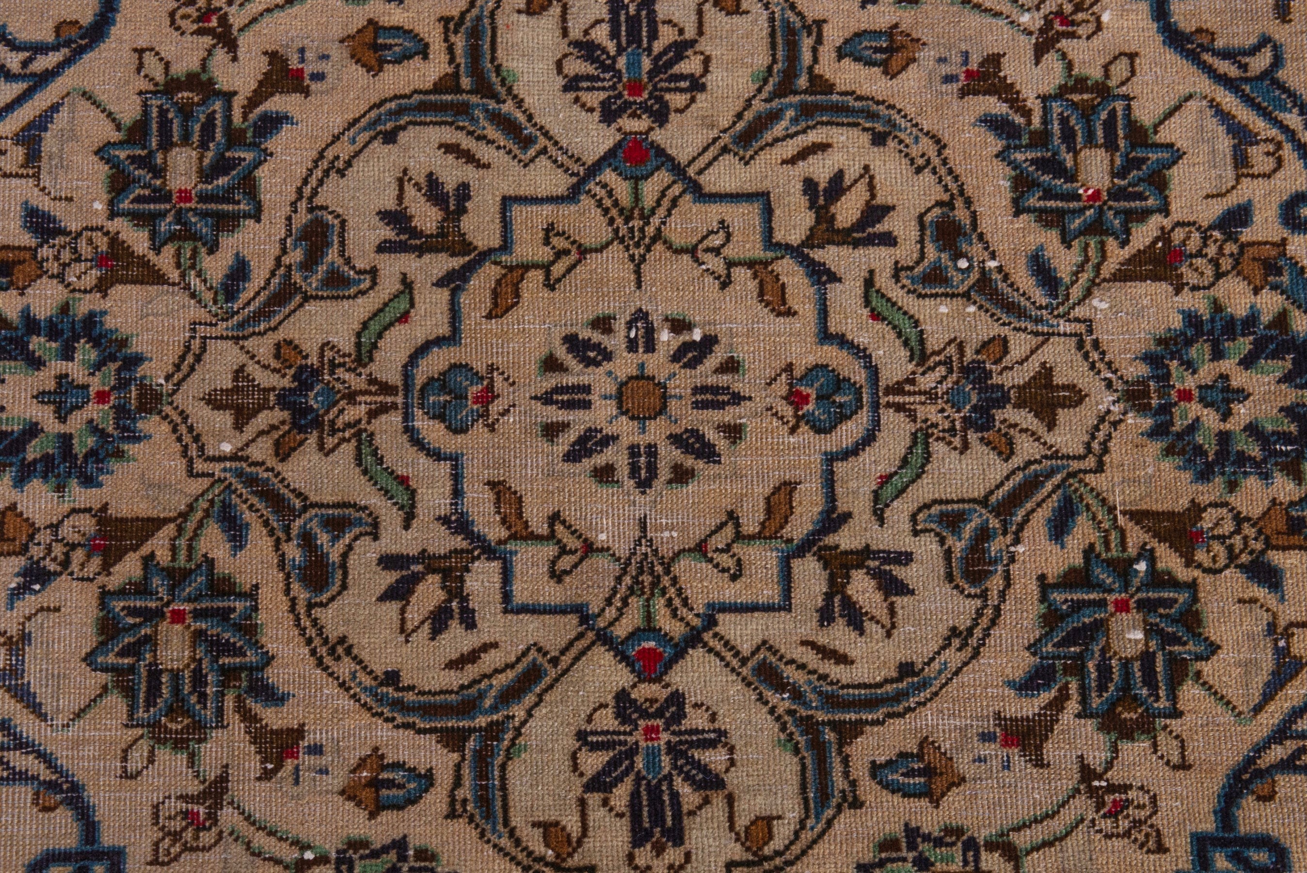 Persian Kashan oversized rug in cream and dark taupe, view 13 of 22