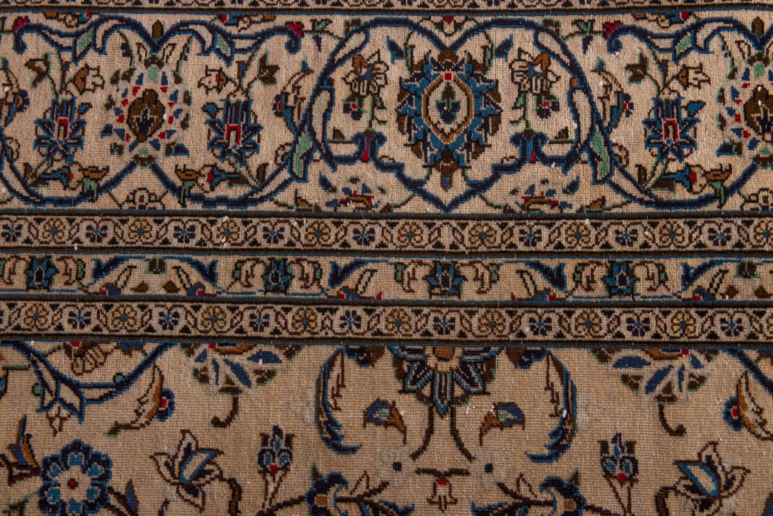 Persian Kashan oversized rug in cream and dark taupe, view 14 of 22